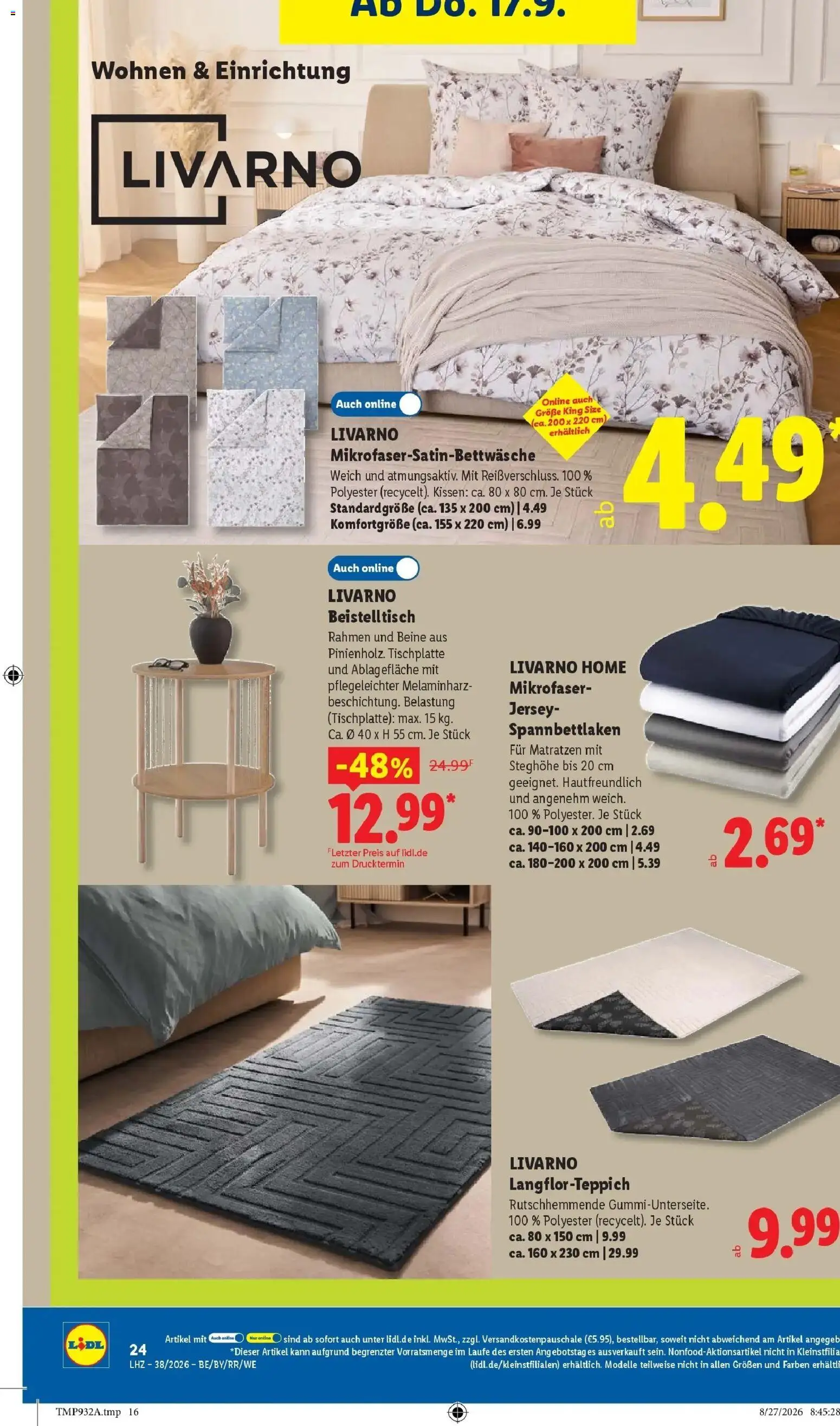 Lidl Prospekt Hagen (ab 14.09.2026) zum Blättern » Angebote | Seite: 48 | Produkte: Beistelltisch, Kissen