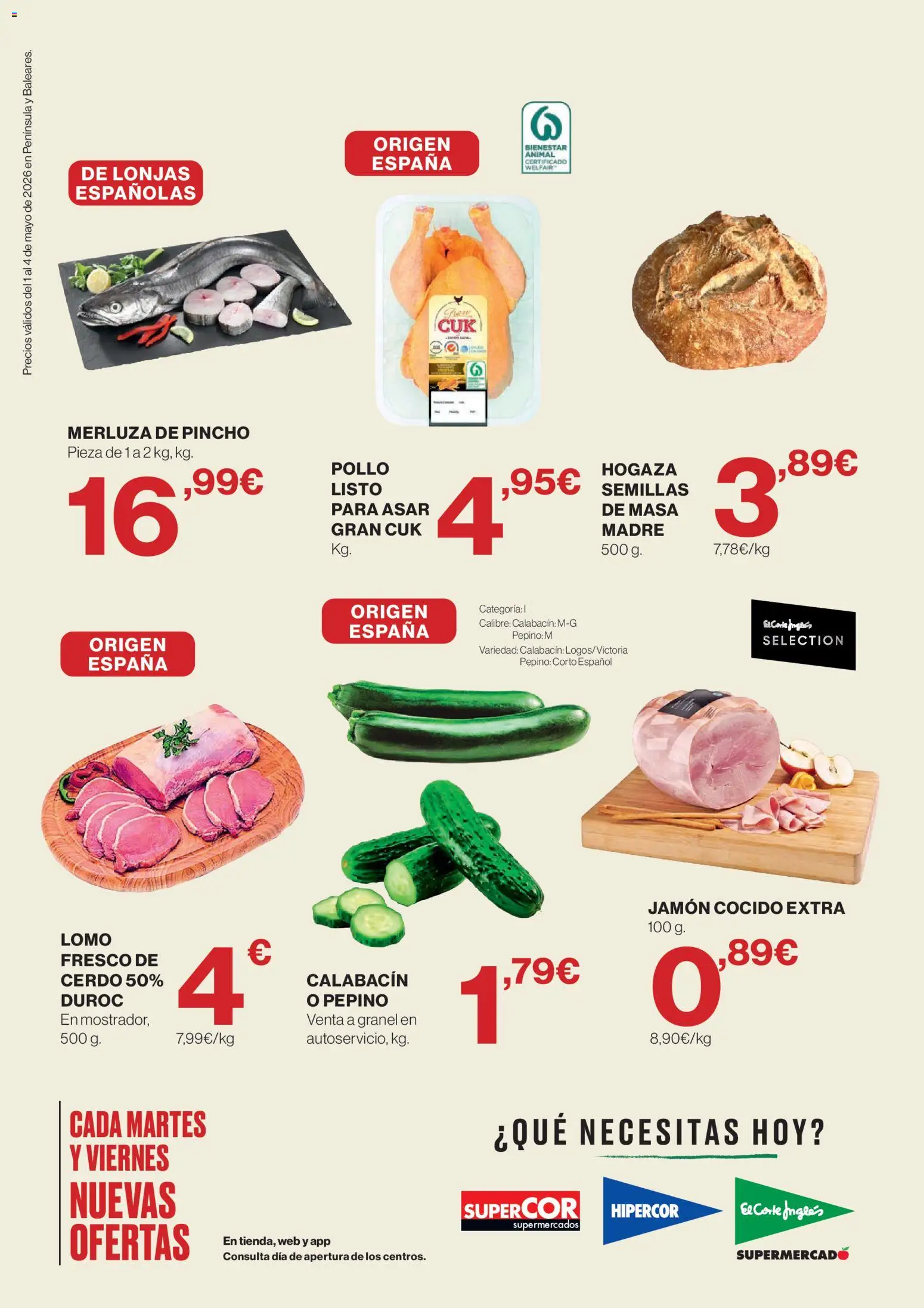 Hipercor catálogo │ válido desde el 01.05.2026 | Página: 2 | Productos: Στιγμιαίος καφές, Calabacín, Jamón cocido, Cerdo