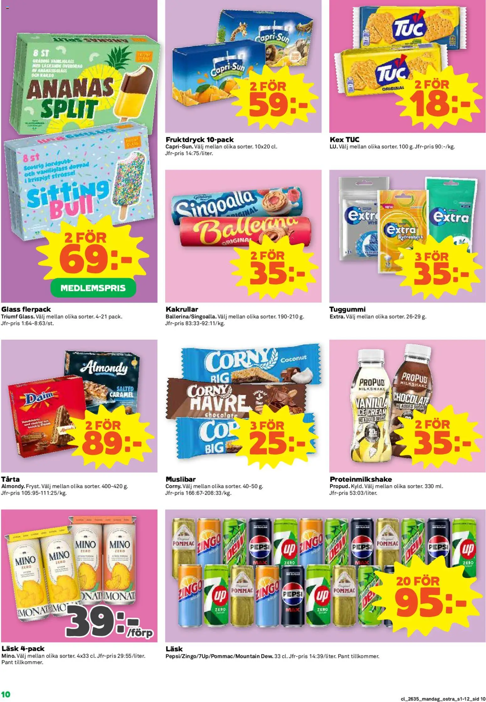Coop reklamblad aktuell från 24/08/2026 | Sida: 10 | Produkter: Strössel, Zingo, Pepsi, Ananas