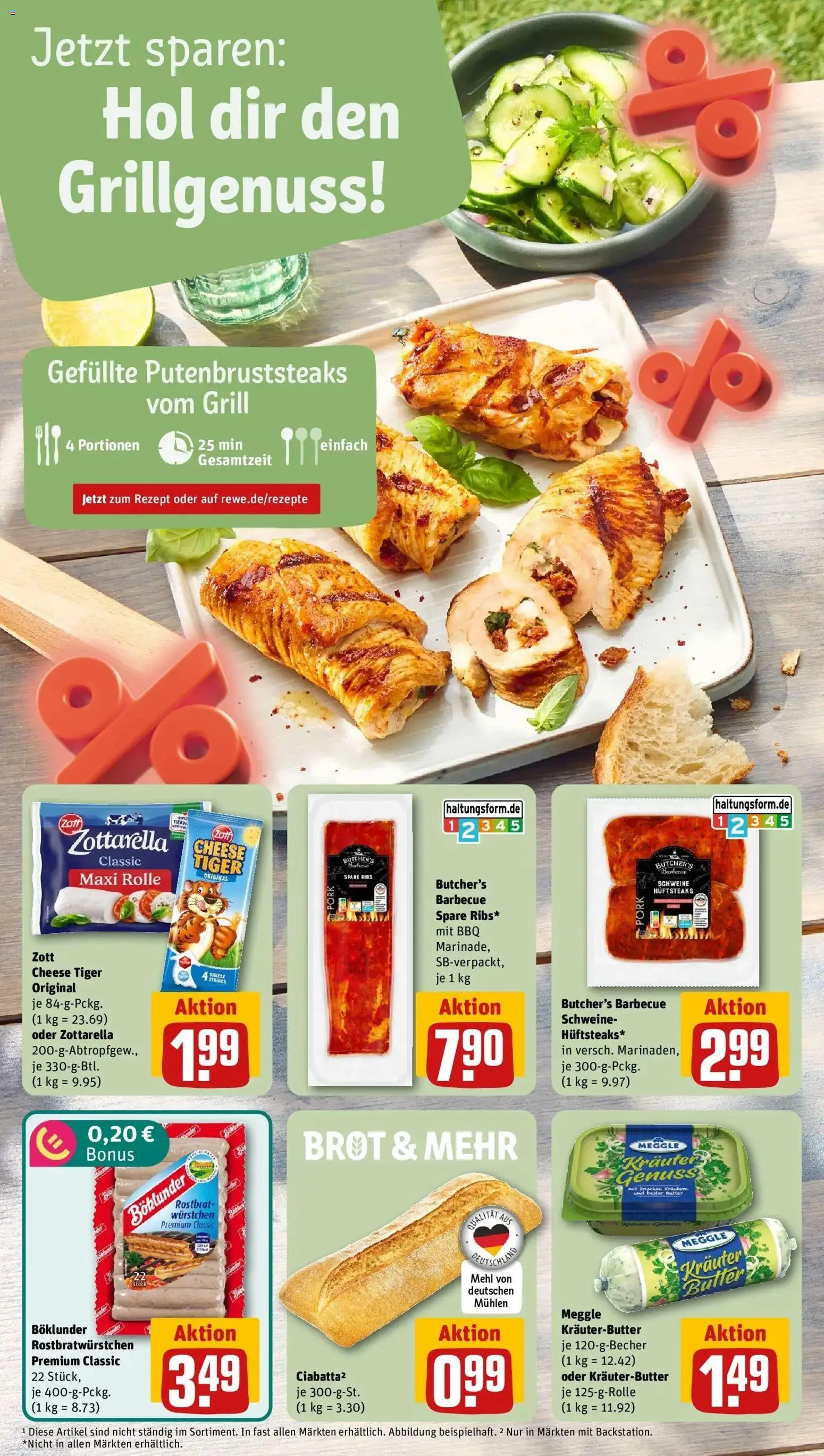 REWE Prospekt ab 03.08.2026 zum Blättern » Angebote | Seite: 4 | Produkte: Grill, Mehl, Spare ribs, Kräuterbutter