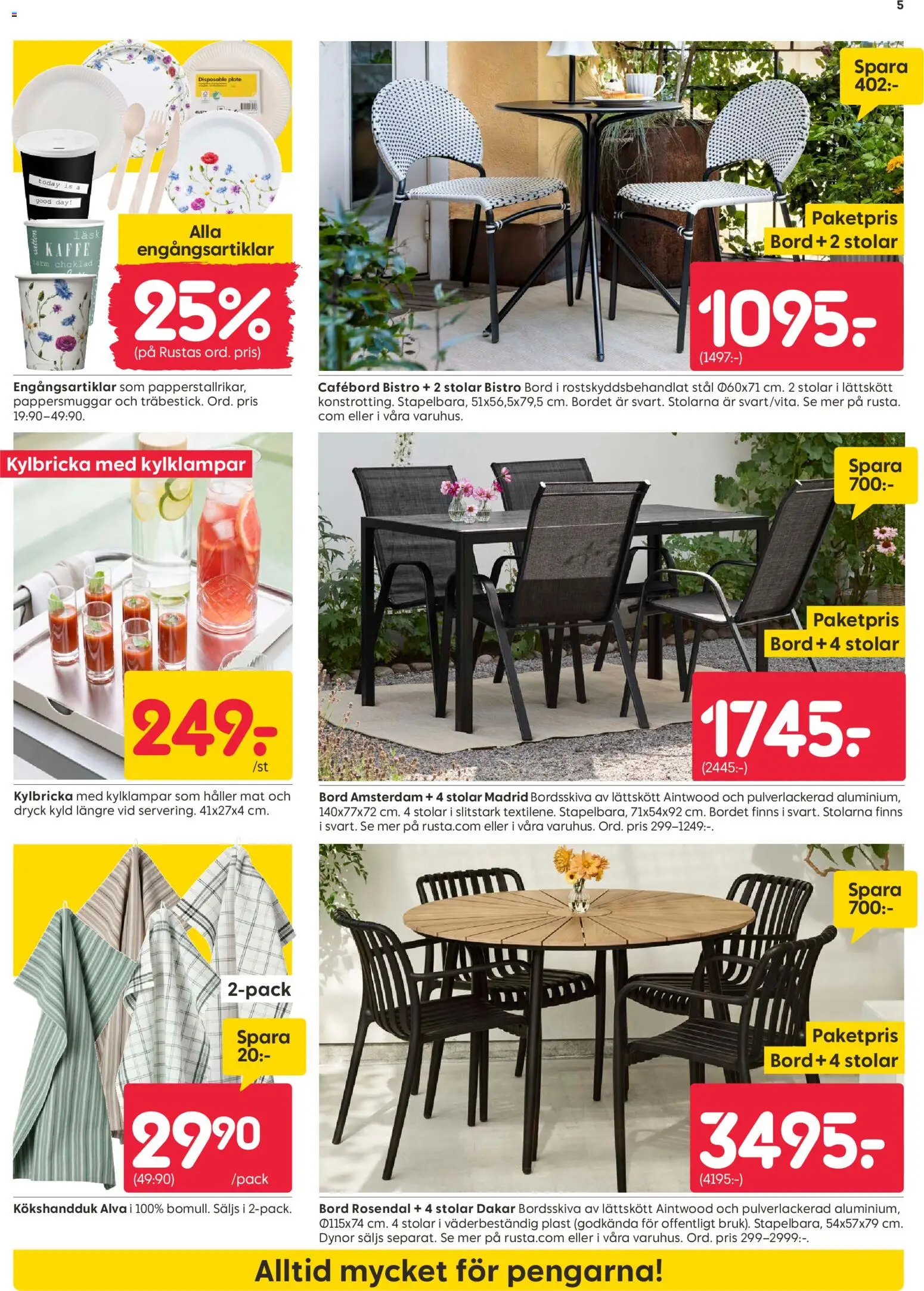 Rusta reklamblad aktuell från 01.06.2026 | Sida: 5 | Produkter: Dynor, Bord, Kaffe, Choklad