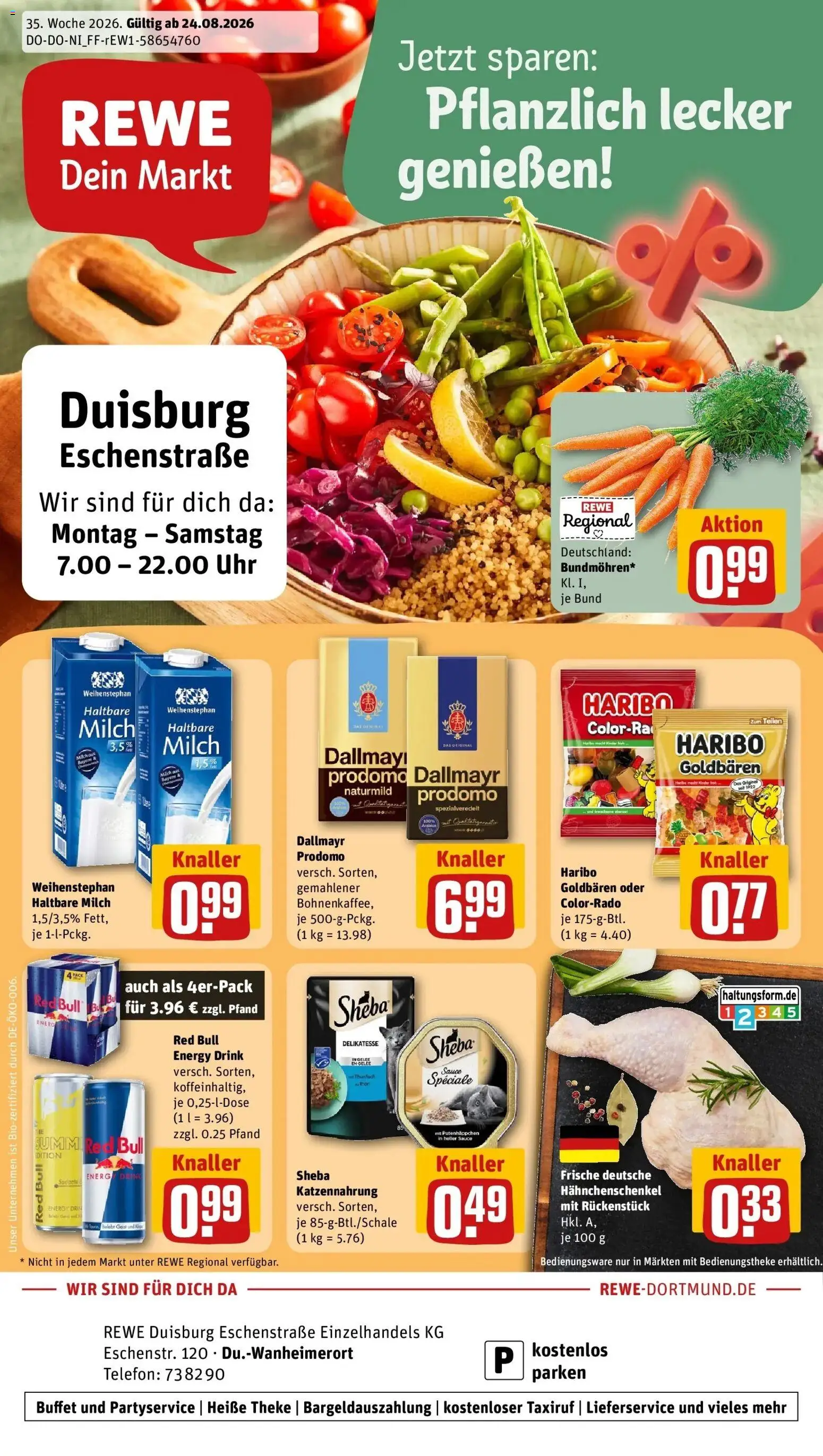 REWE Prospekt ab 24.08.2026 zum Blättern » Angebote | Seite: 1 | Produkte: Energy, Theke, Dallmayr, Telefon