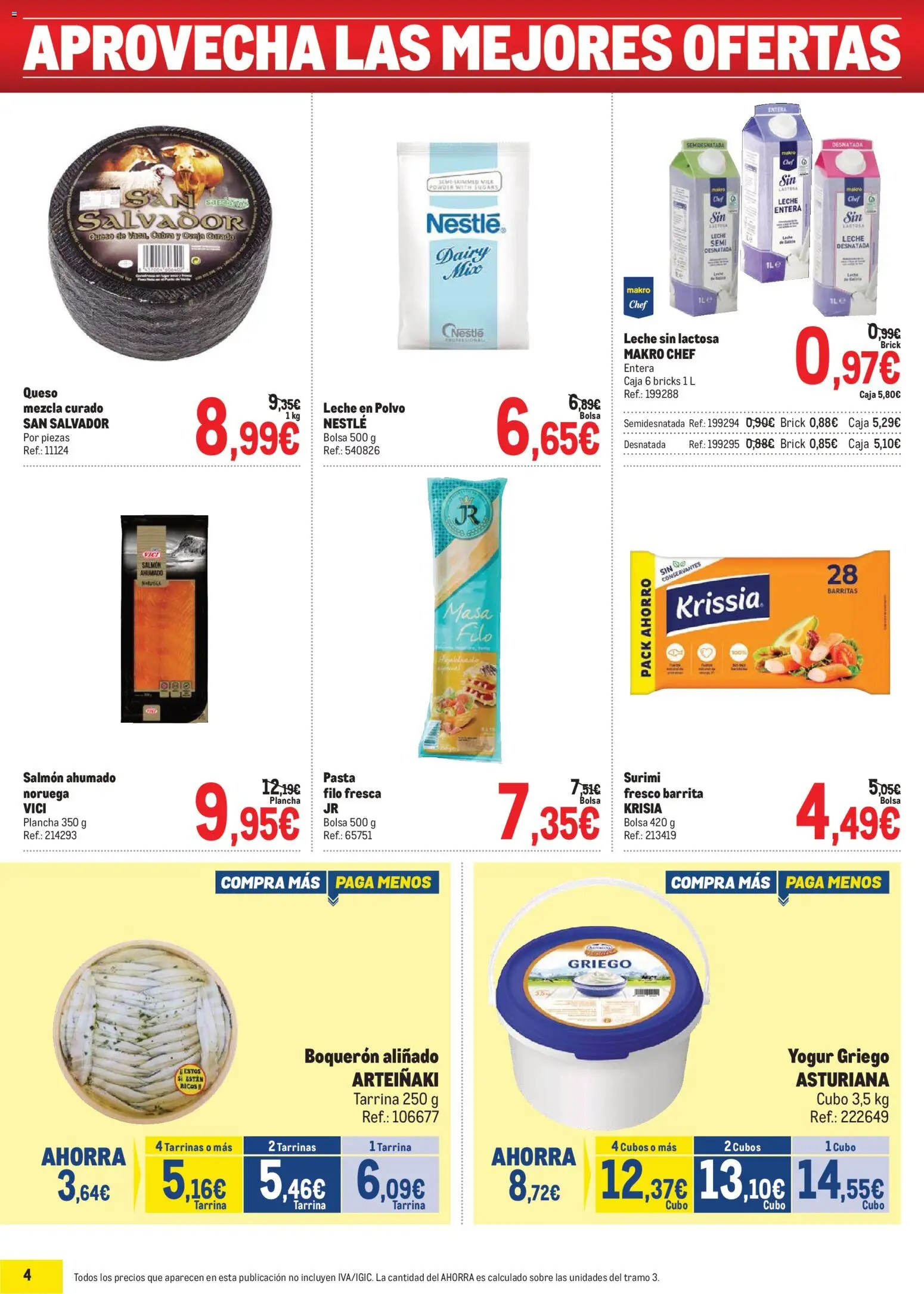 Makro Precios Centro │ válido desde el 18.05.2026 | Página: 4 | Productos: Leche sin lactosa, Μαγειρική εστία, Pasta, Plancha