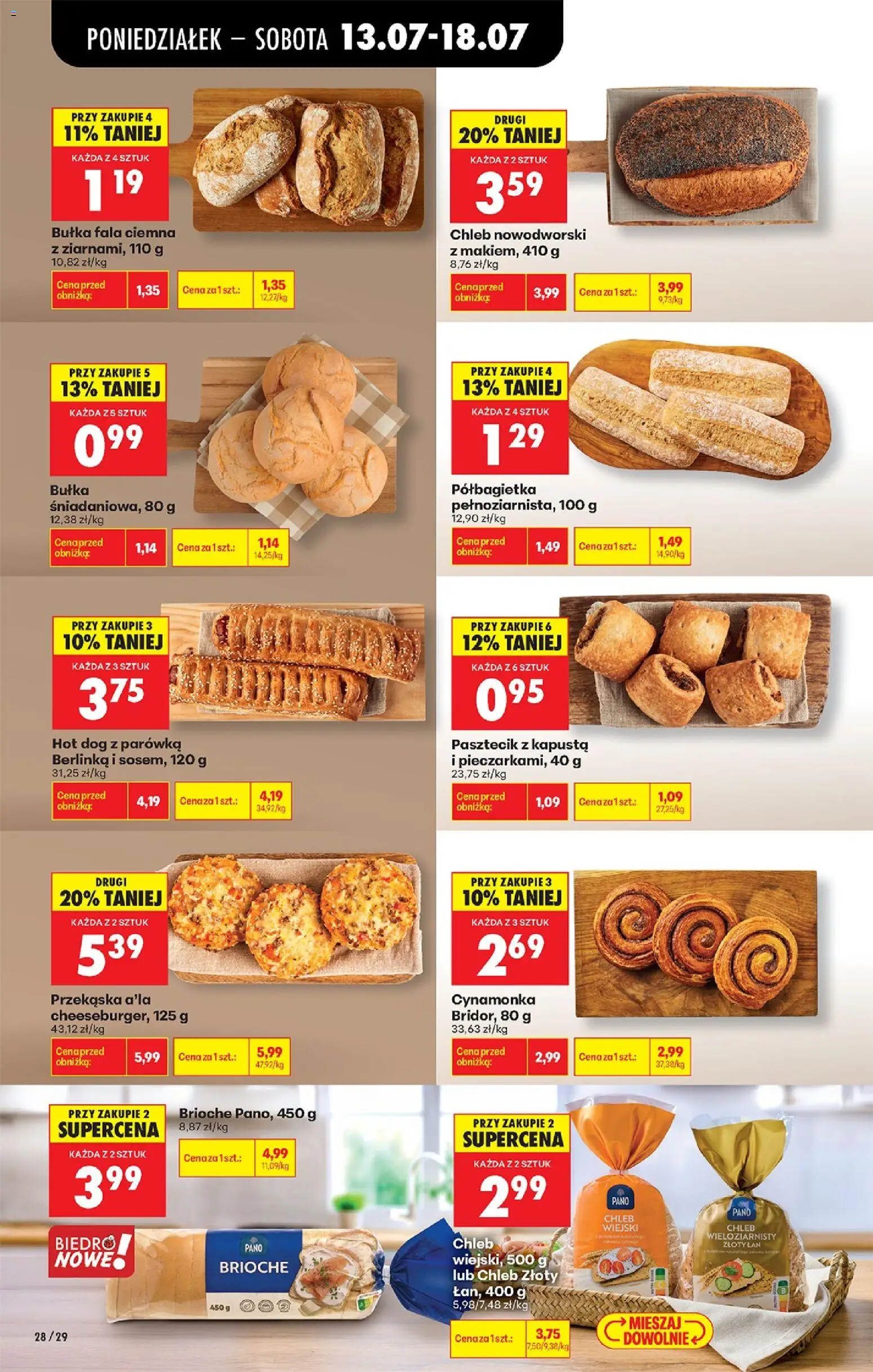 Biedronka gazetka od poniedziałku od 13.07.2026 | Strona: 34 | Produkty: Kapusta, Bułka, Chleb, Chleb wieloziarnisty