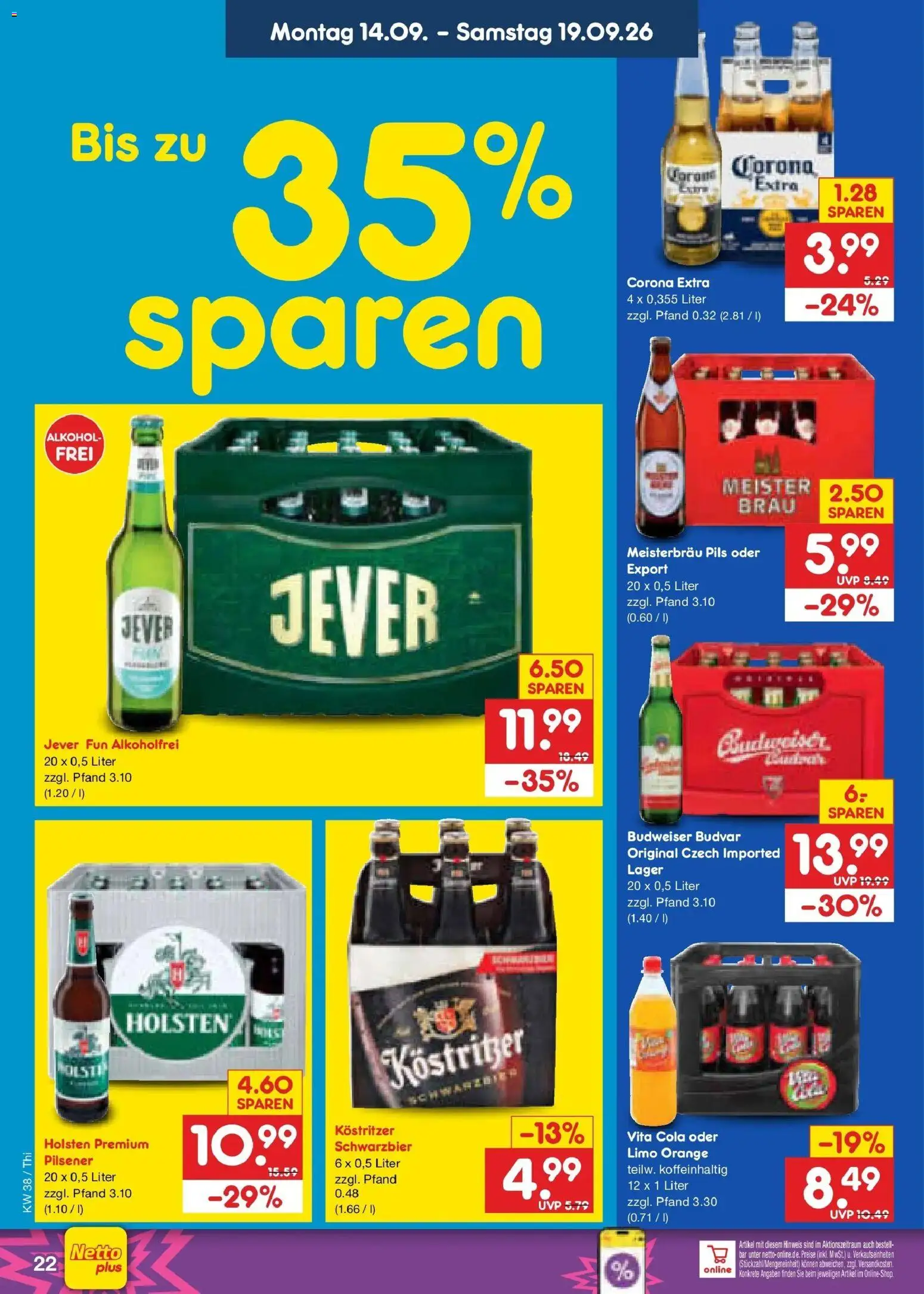 Netto Marken-Discount Prospekt Pirna – gültig ab 14.09.2026 | Seite: 32 | Produkte: Kostritzer, Alkohol, Jever, Vita cola