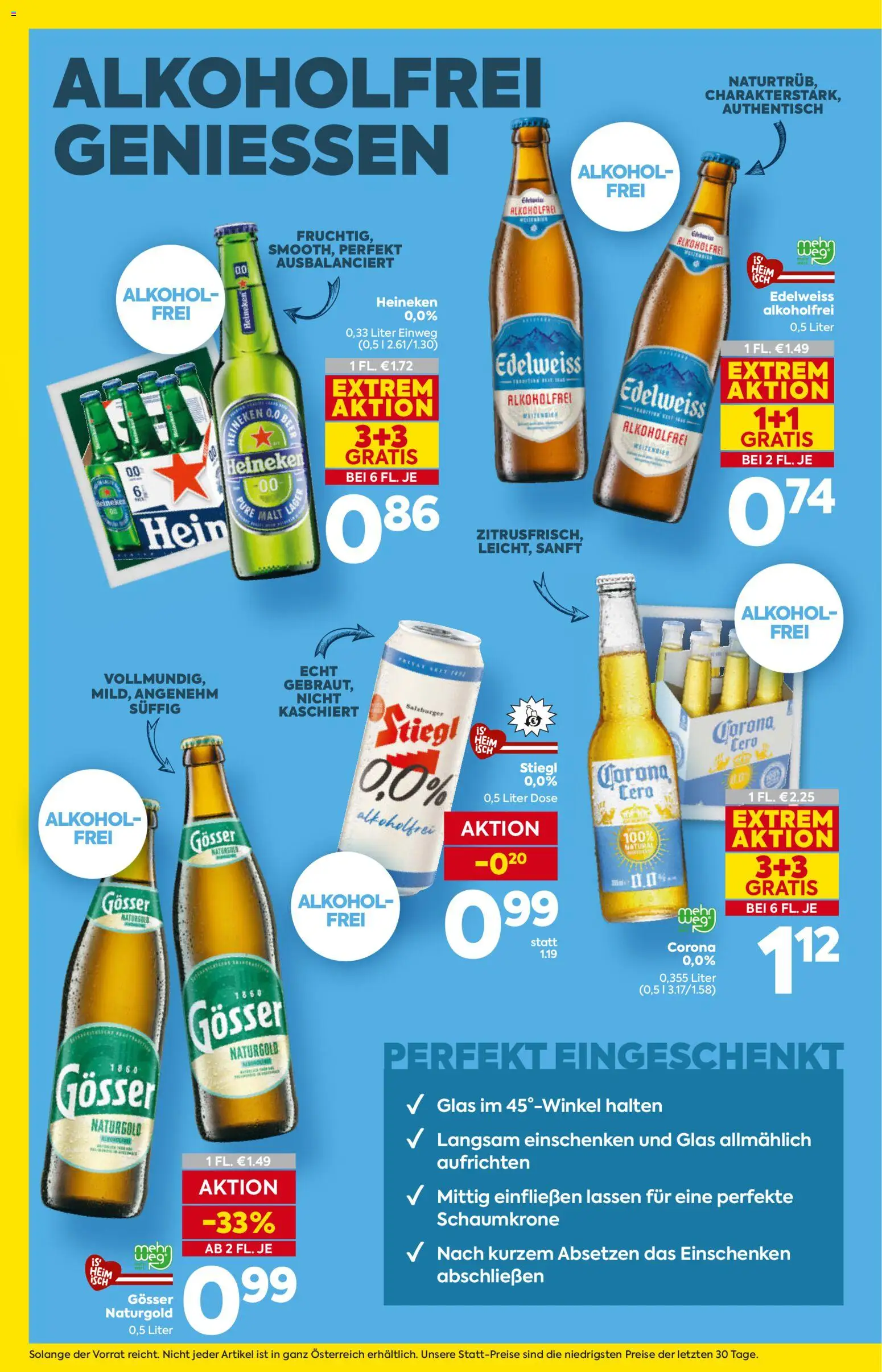 Billa AT akciós ujság - amely érvényes a következő dátumtól: 2026.07.30. | Oldal: 4 | Termékek: Alkohol, Heineken, Gösser, Püré