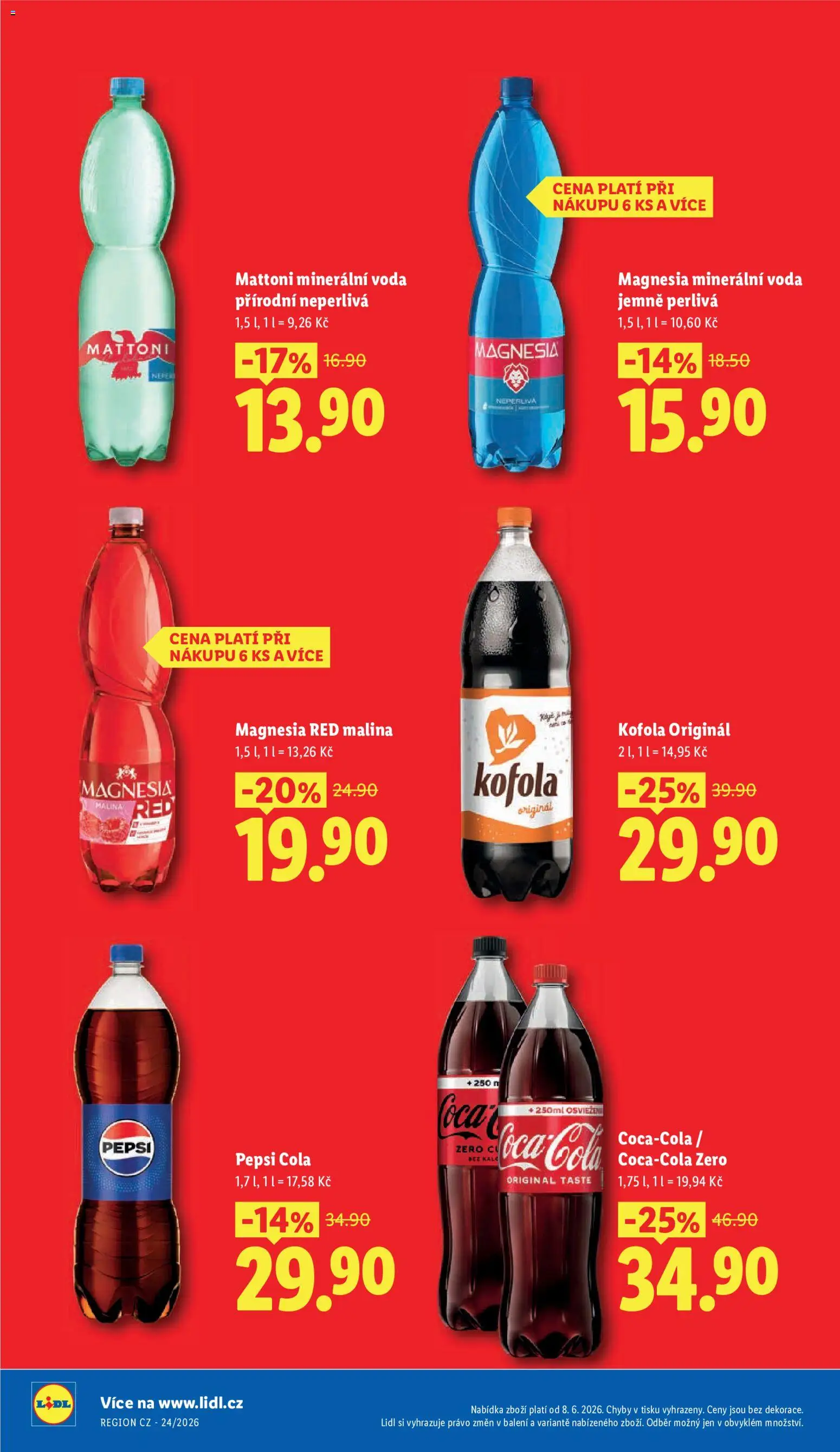 Lidl leták - Další ceny v klidu od 08.06.2026 | Strana: 4 | Produkty: Mattoni, Kofola, Minerální voda, Magnesia Red