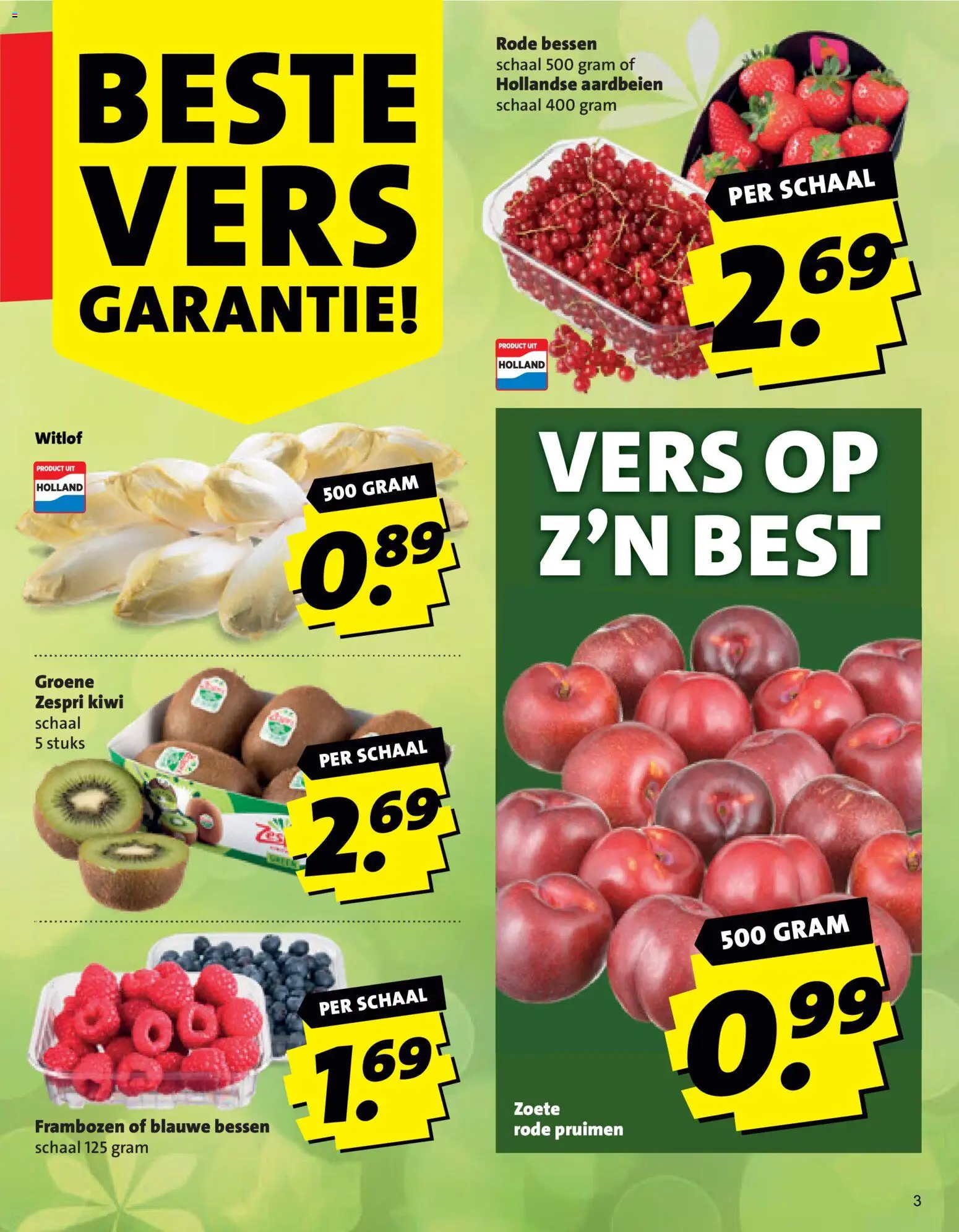 {H1} | Pagina: 3 | Producten: Aardbeien, Kiwi, Schaal, Frambozen