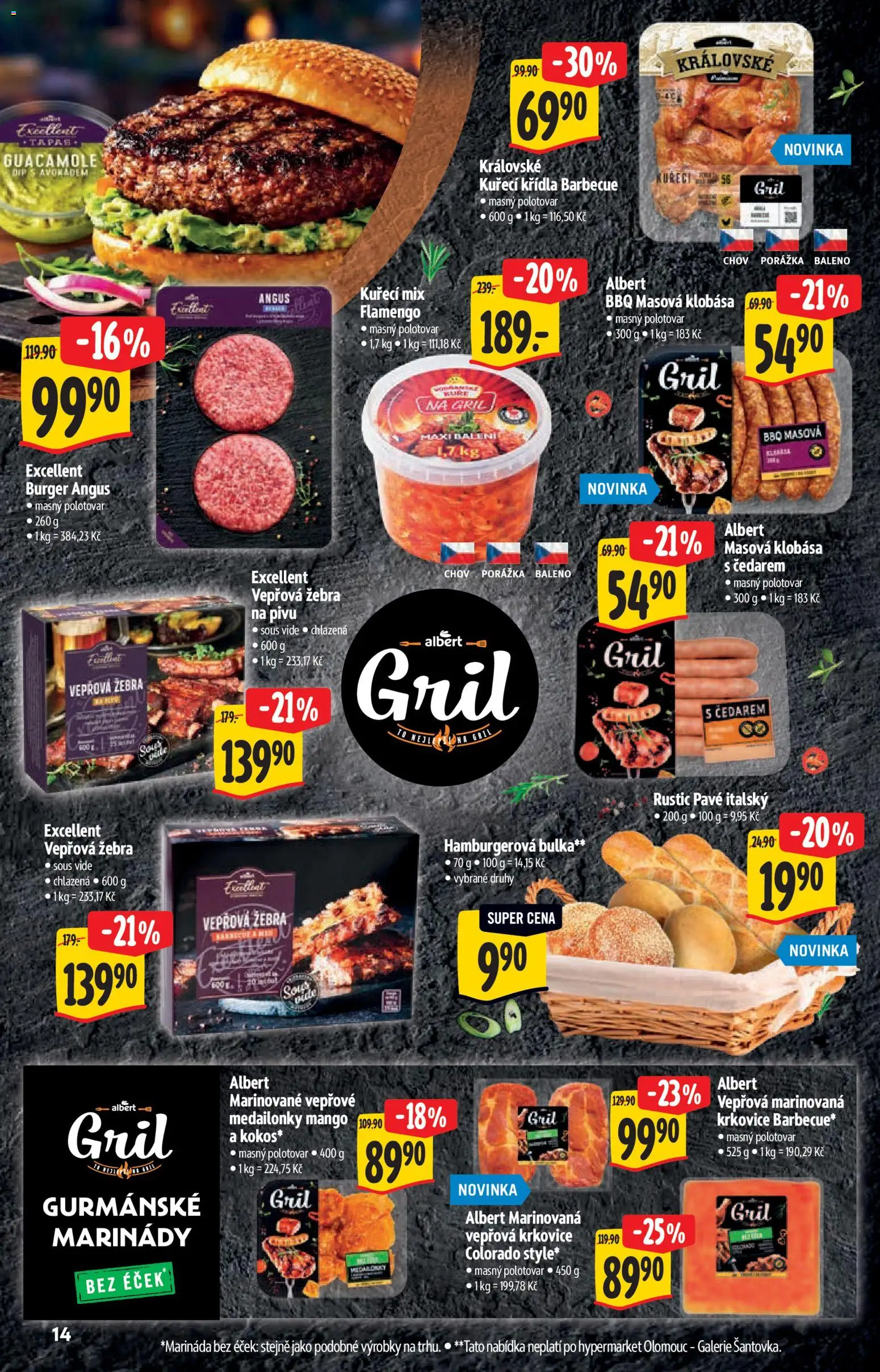 Albert katalog - Hypermarket od 15.07.2026 | Strana: 14 | Produkty: Burger, Mango, Kuřecí Křídla, Vepřová žebra