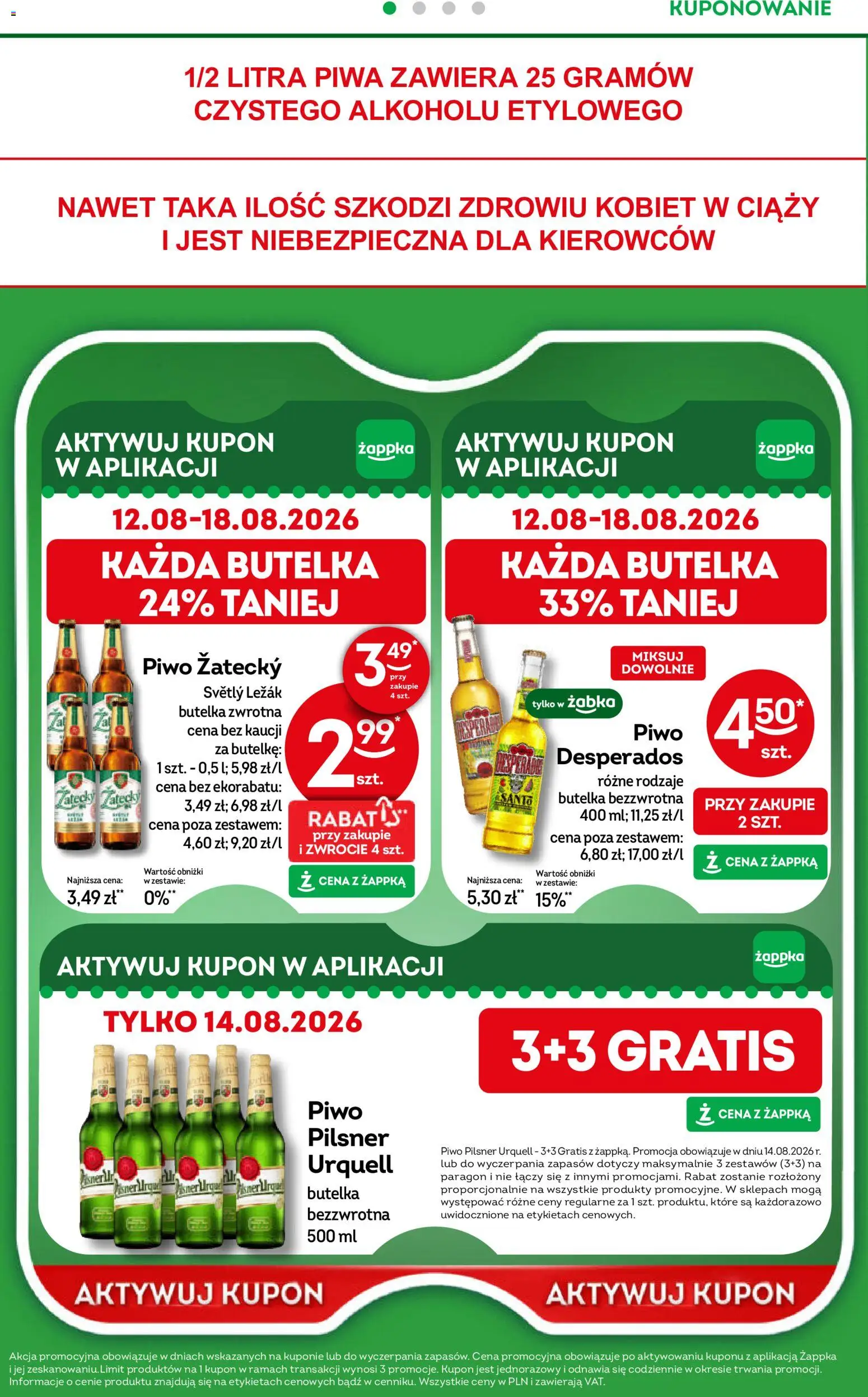 Żabka gazetka od 10.08.2026 | Strona: 36 | Produkty: Pilsner urquell, Piwo, Desperados, Piwo zatecky