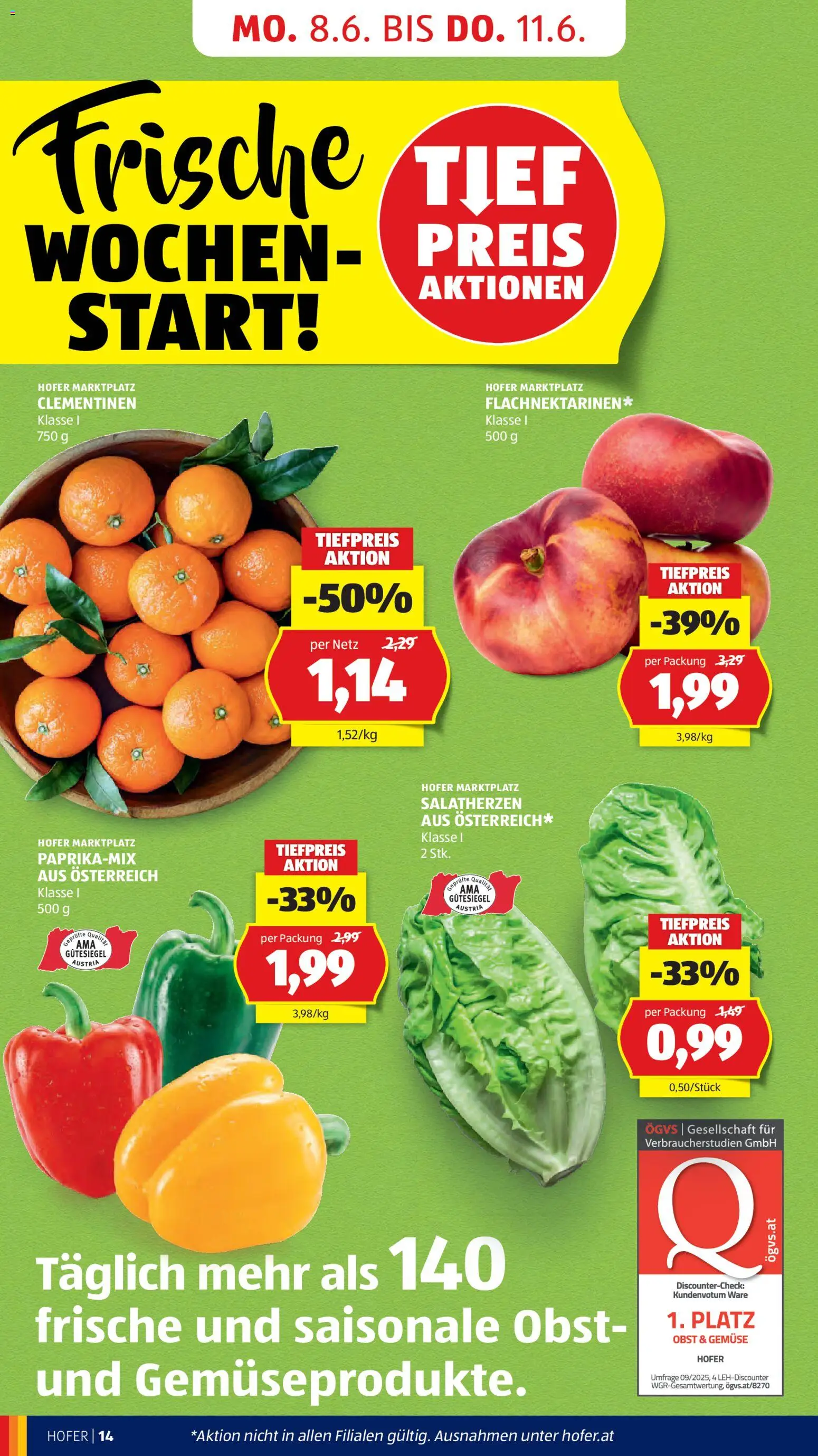 Hofer Flugblatt gültig ab 03.06.2026 | Seite: 16 | Produkte: Gemüse, Obst
