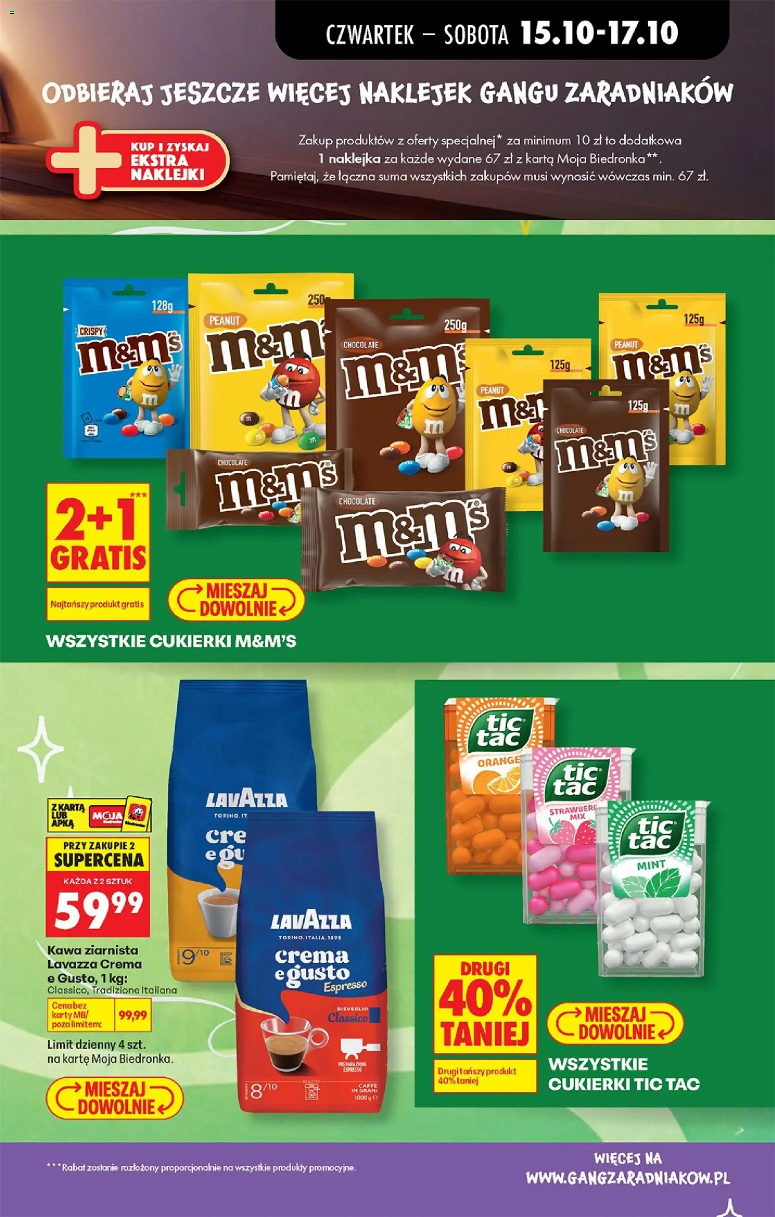 Biedronka gazetka - Czas na toast od 15.10.2026 | Strona: 23 | Produkty: Karta, Kawa ziarnista, Naklejki, Cukierki
