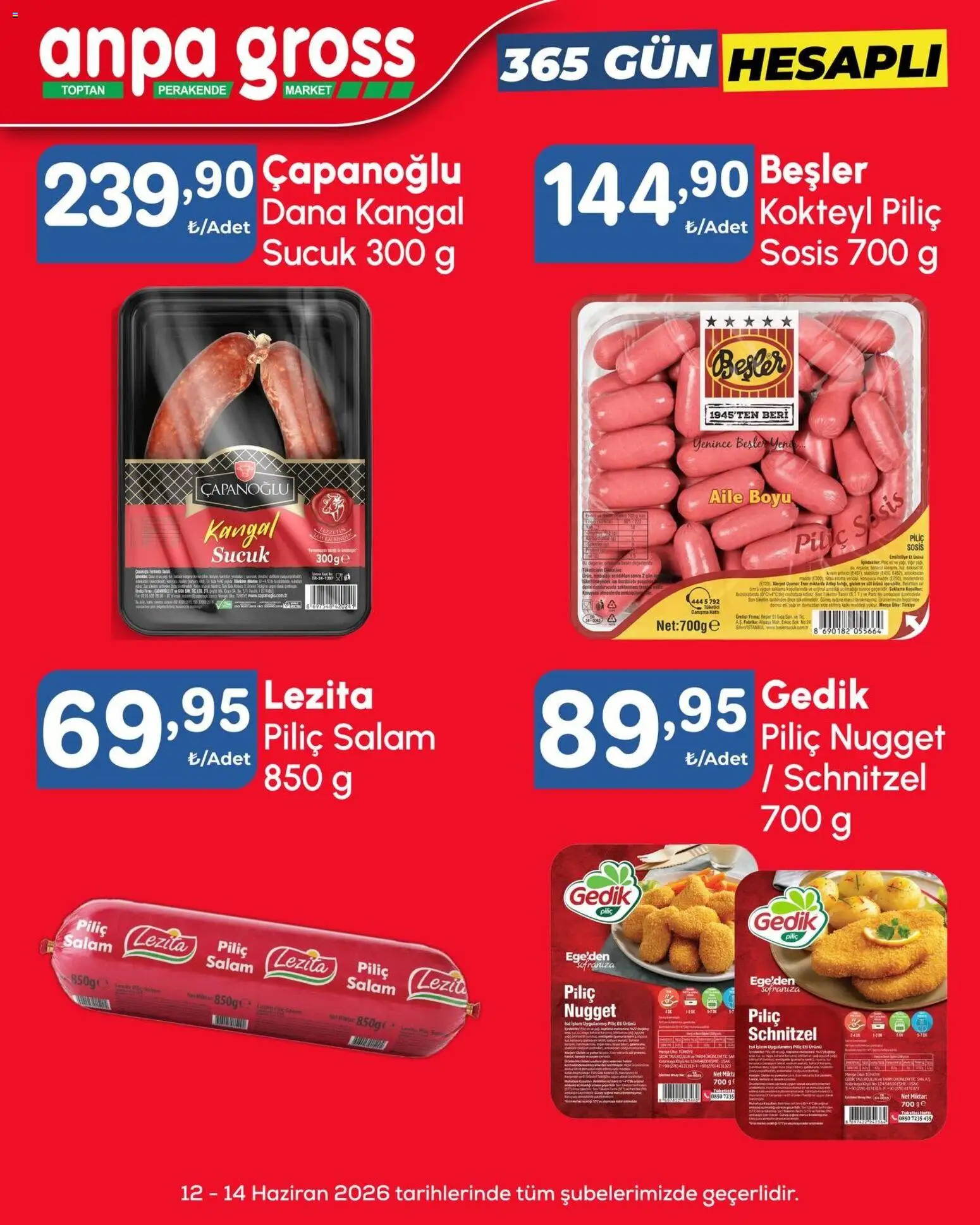Anpa Gross Katalog - 12.06.2026 tarihinden itibaren geçerlidir | Sayfa: 4 | Ürünler: Salam, Sosis, Sucuk, Piliç nugget
