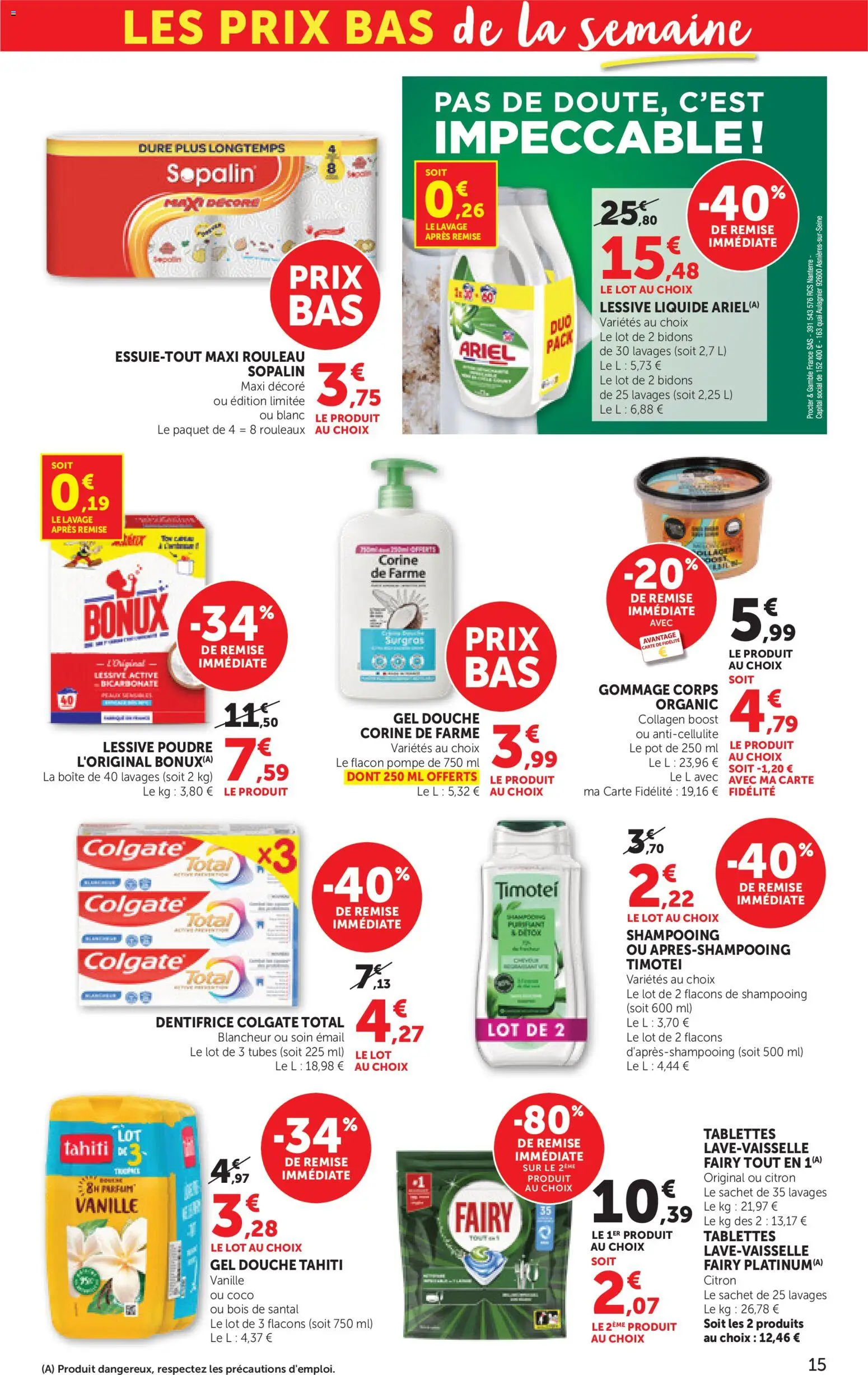 {H1} | Page: 15 | Produits: Ariel, Gommage, Lessive Liquide, Lessive