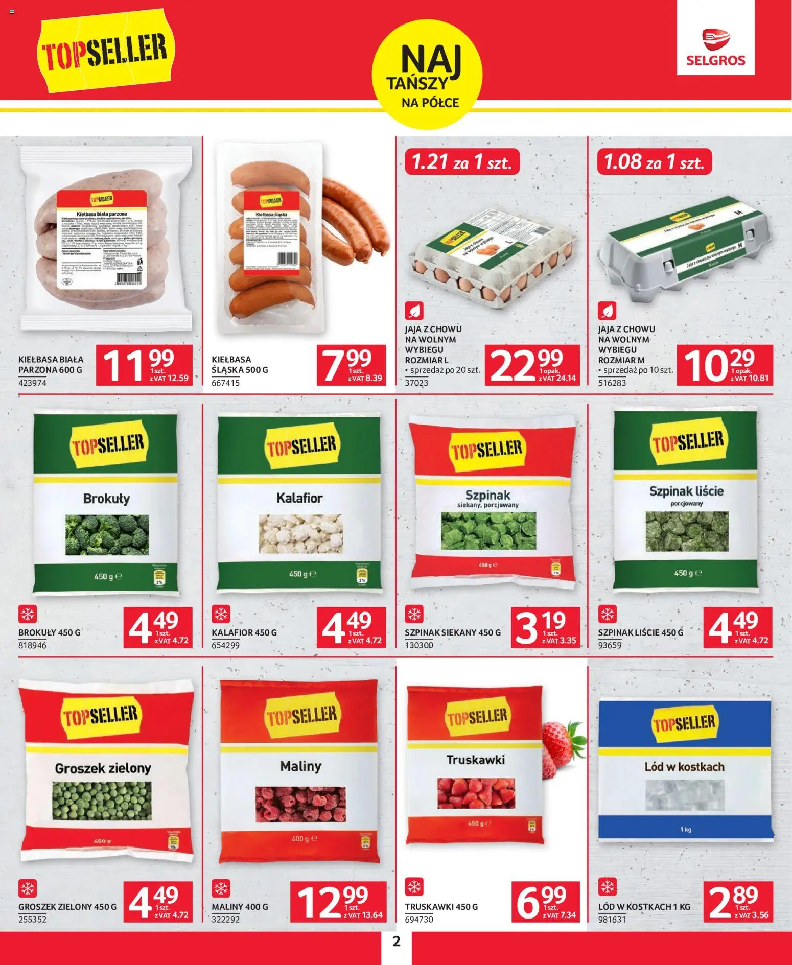 Selgros cash&carry gazetka - Topseller od 21.05.2026 | Strona: 2 | Produkty: Kiełbasa, Lód w kostkach, Truskawki, Jaja