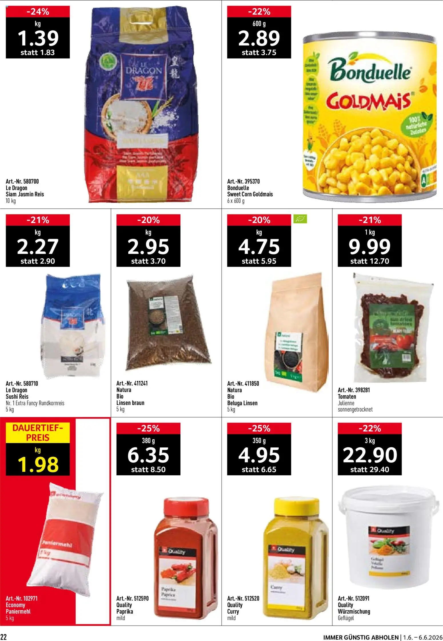 Prodega aktionen – gültig ab 01.06.2026 | Seite: 22 | Produkte: Tomaten, Reis