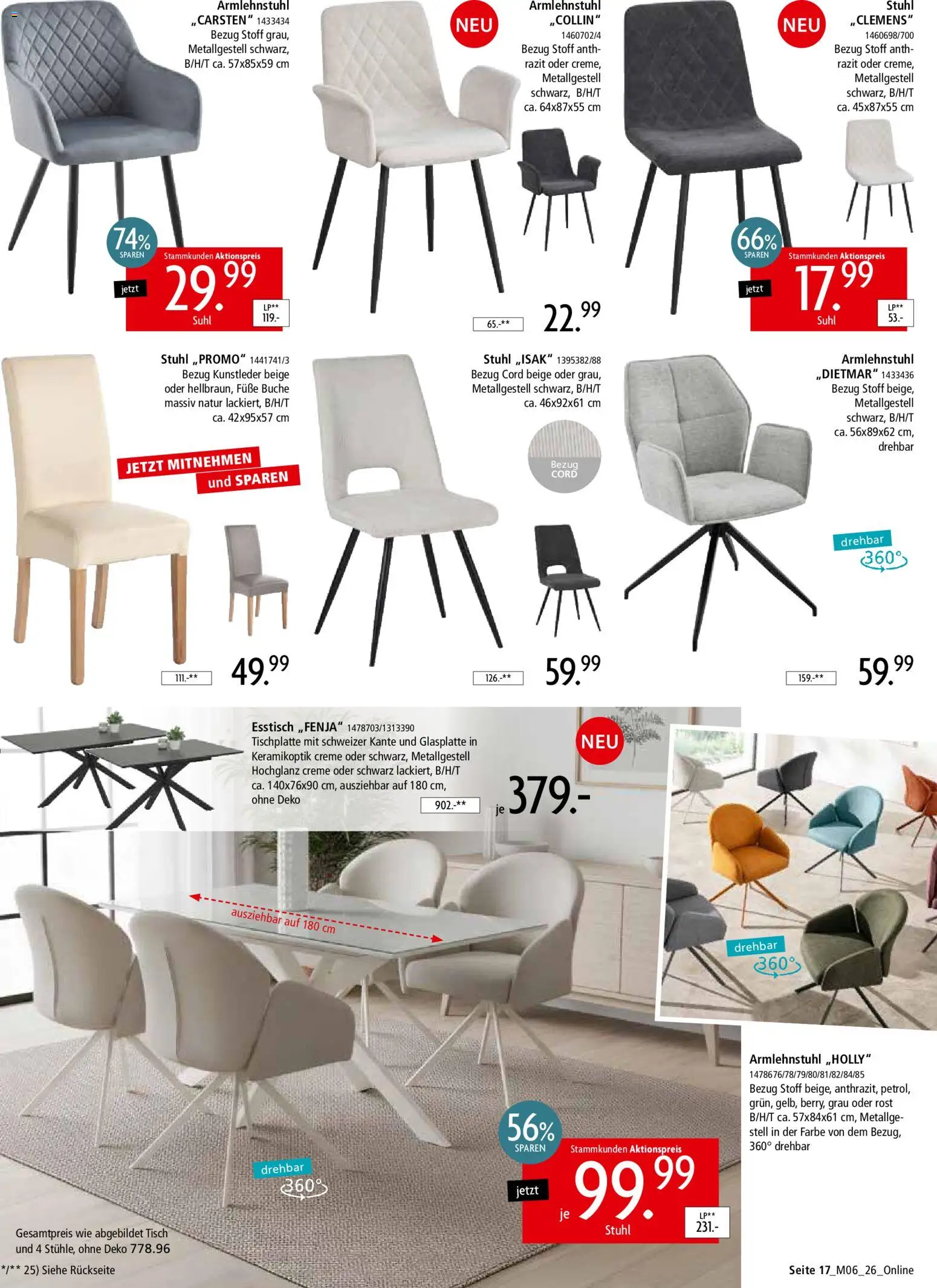 Zurbrüggen Z2-unschlagbar günstig – gültig ab 01.05.2026 | Seite: 17 | Produkte: Esstisch, Tisch, Stuhl, Creme