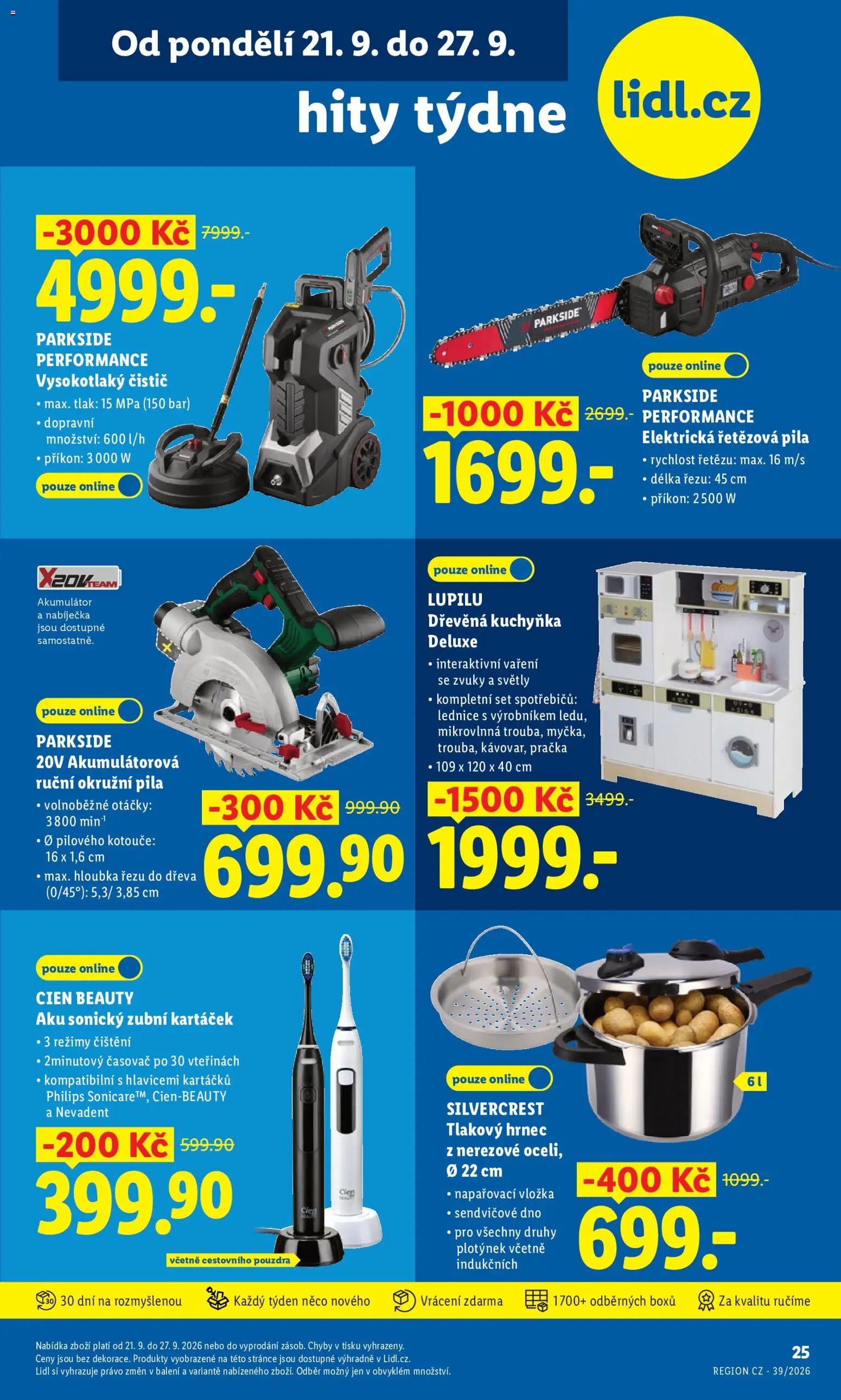 Lidl leták - Hity týdne od 21.09.2026 | Strana: 1 | Produkty: Tlakový hrnec, Kuchyňka, Dřevěná kuchyňka, Cien
