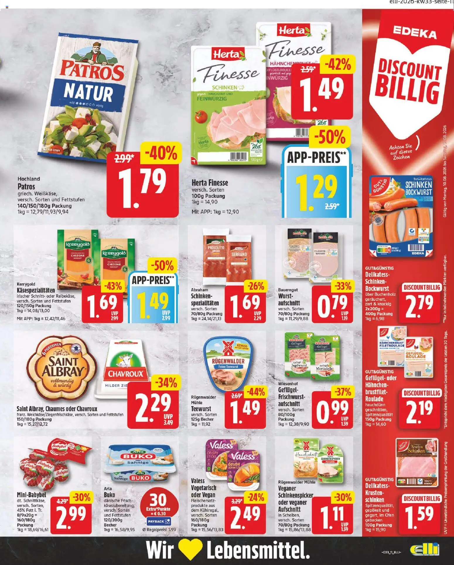 Elli Markt Prospekt Gütersloh – gültig ab 10.08.2026 | Seite: 11 | Produkte: Bockwurst, Gouda, Wurst, Bauerngut