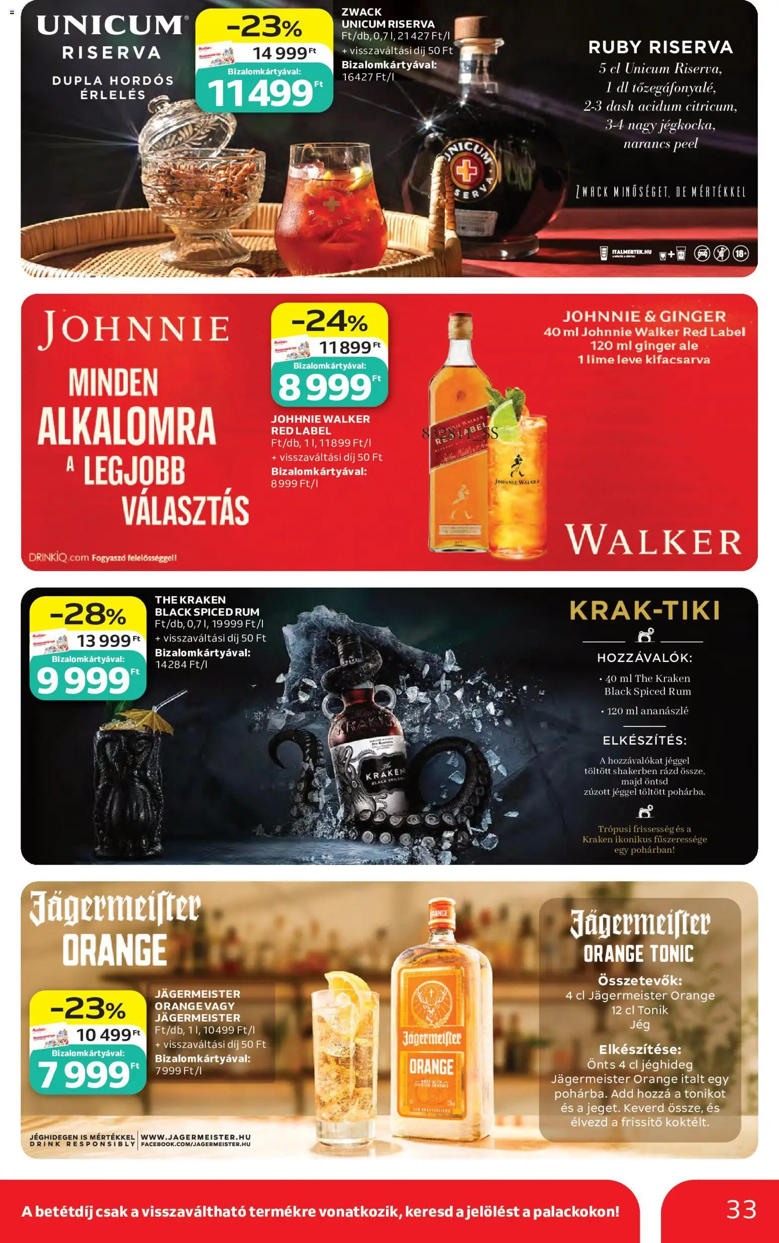 Auchan akciós ujság - amely érvényes a következő dátumtól: 2026.07.23. | Oldal: 33 | Termékek: Lime, Jägermeister, Ananászlé, Rum