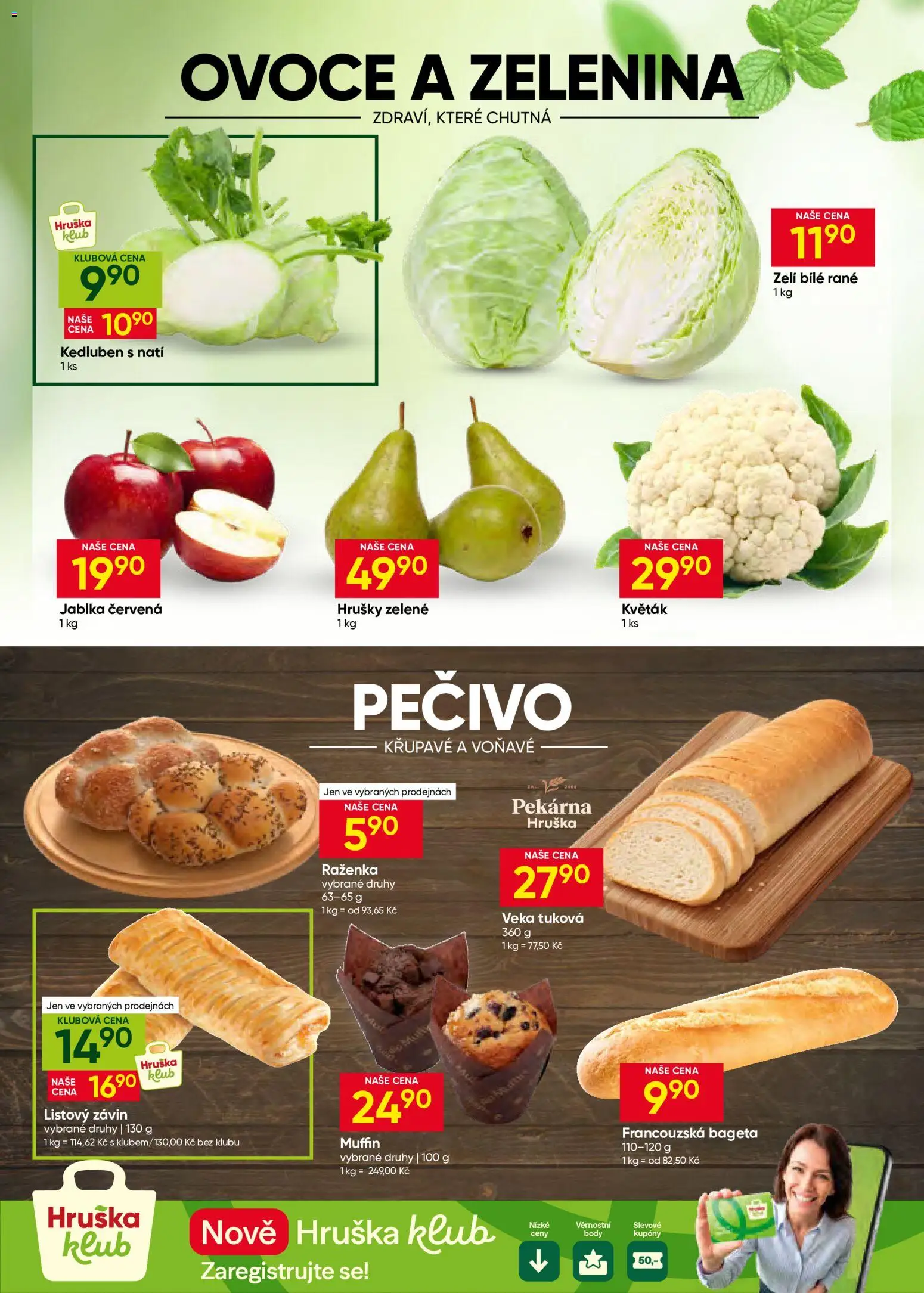 Hruška leták od 15.07.2026 | Strana: 4 | Produkty: Květák, Zelí, Pečivo, Bageta