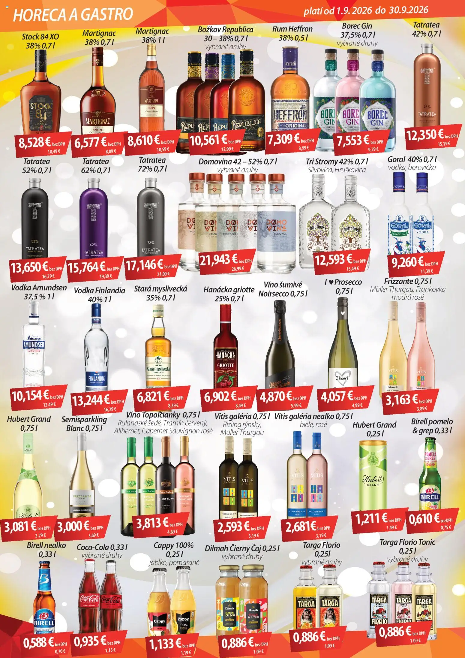 Nové CBA Verex akcie – leták je platný od 01.09.2026 | Strana: 2 | Produkty: Čierny čaj, Birell, Vodka, Finlandia