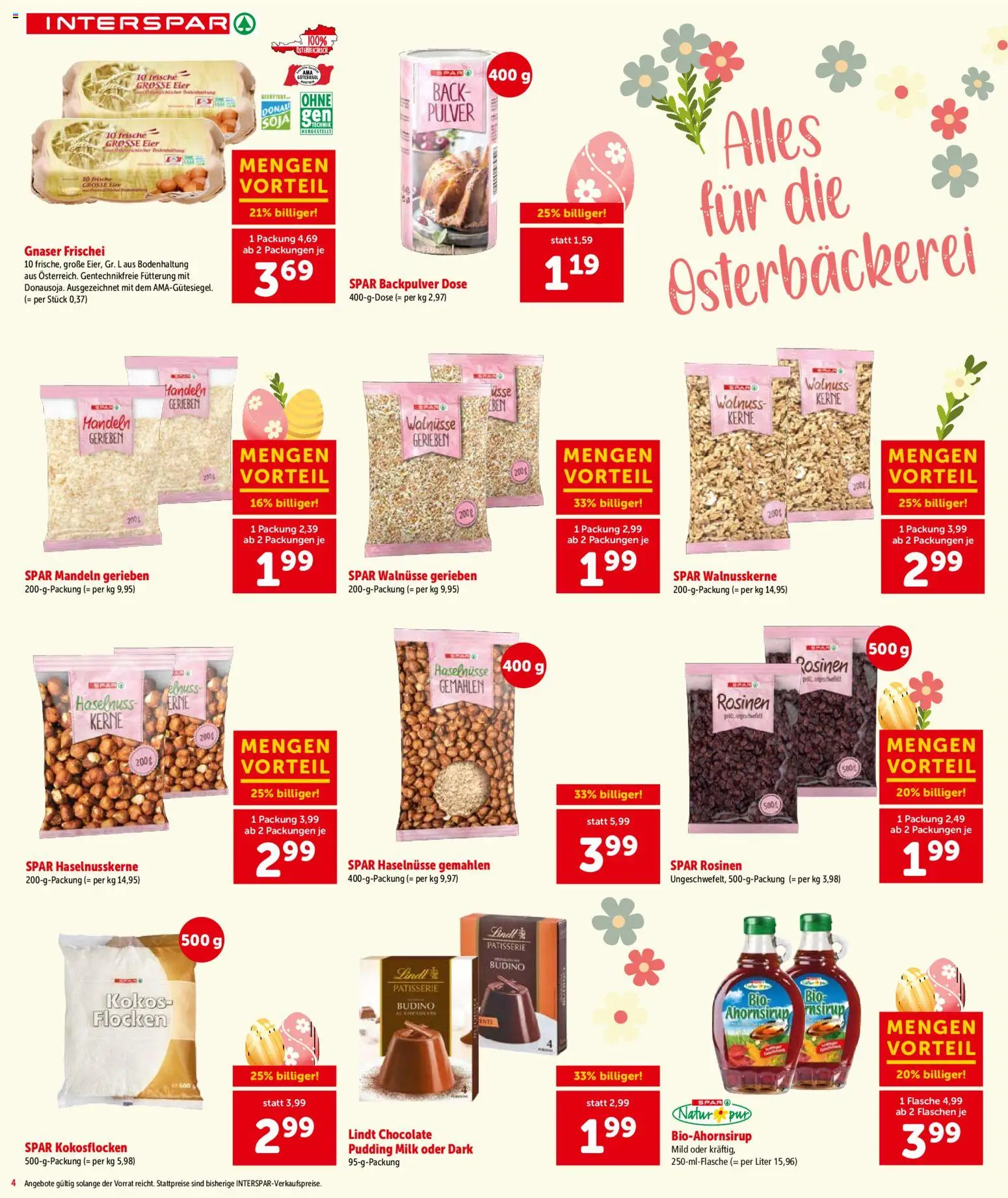 Interspar Flugblatt - Kärnten gültig ab 17.03.2026 | Seite: 4 | Produkte: Flocken, Rosinen, Eier