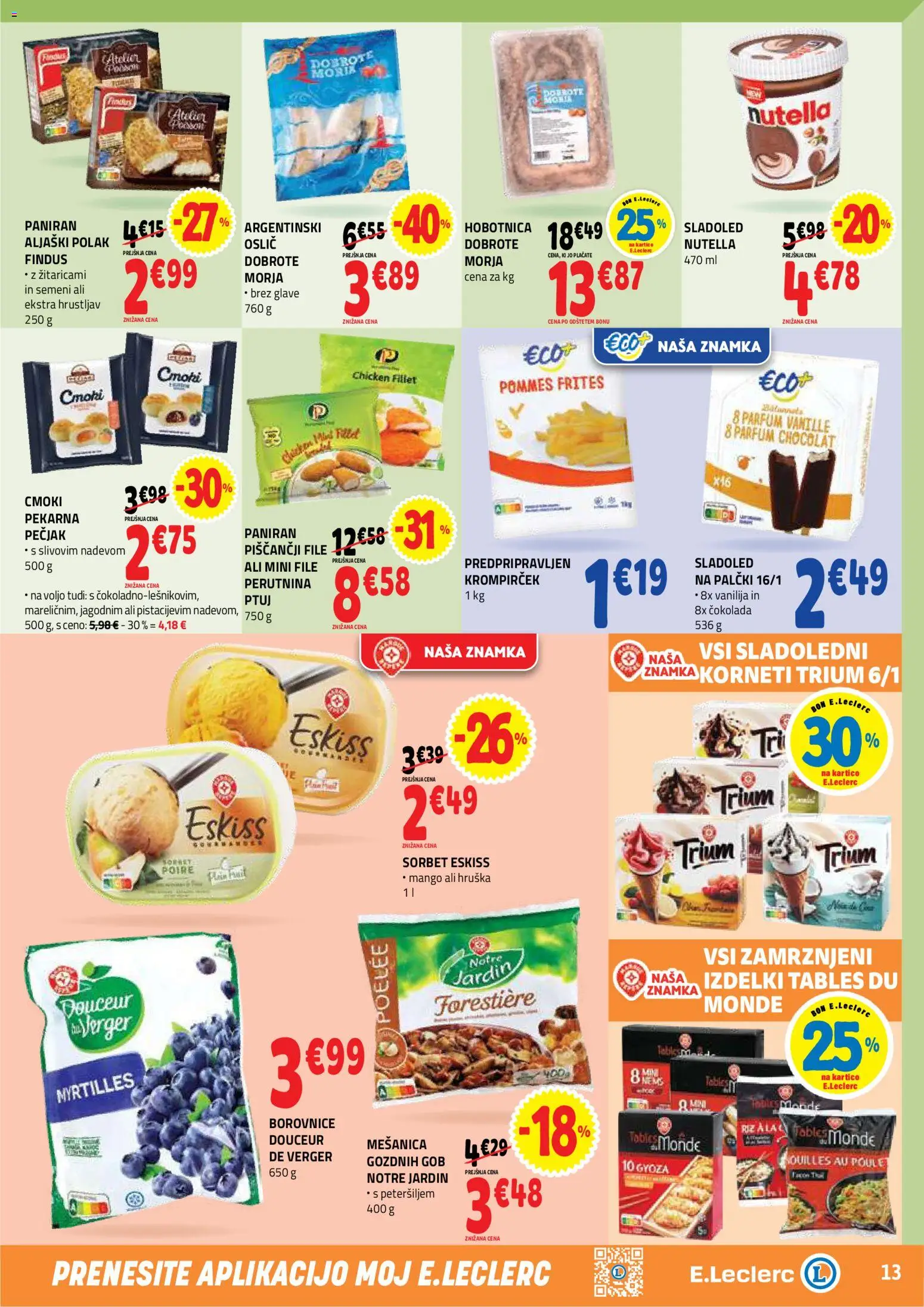 Novi E.leclerc katalog ponudbe – veljaven od 16.09.2026 | Stran: 13 | Izdelki: Pekarna, Cokolada, Borovnice, Sladoled