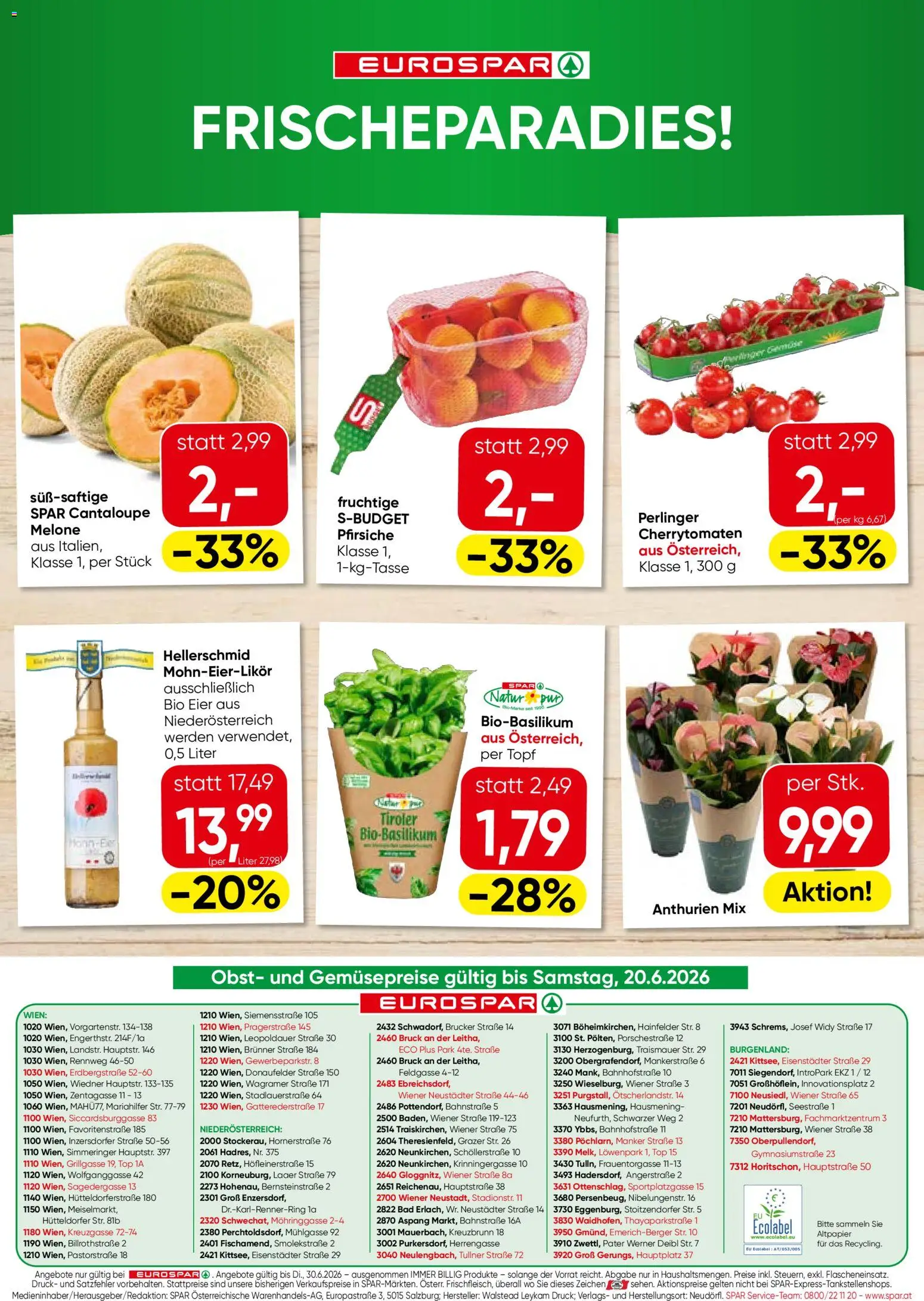 Eurospar Flugblatt gültig ab 18.06.2026 | Seite: 16 | Produkte: Obst, Melone, Bad, Eier