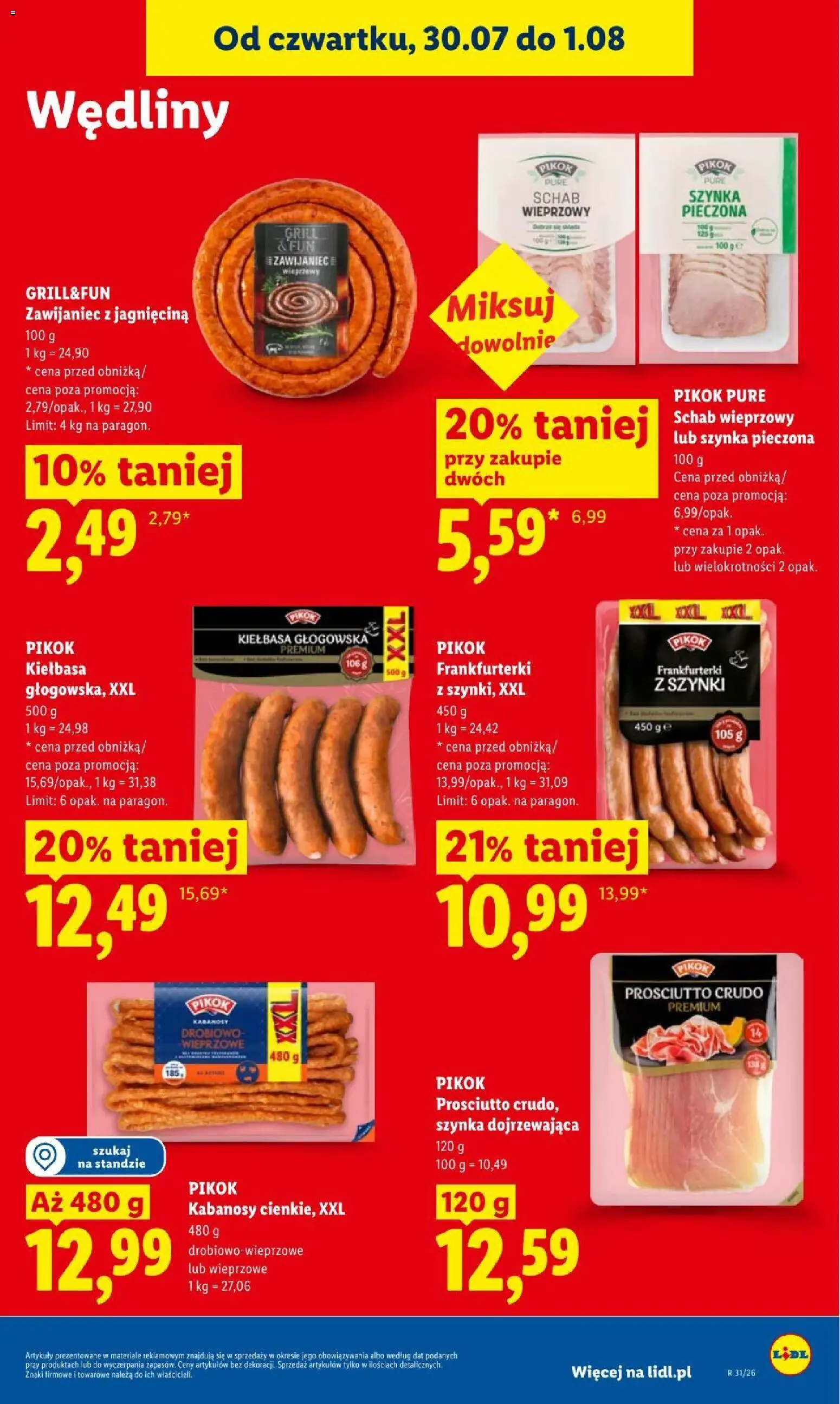 Lidl gazetka od 30.07.2026 | Strona: 65 | Produkty: Kiełbasa, Schab, Schab wieprzowy, Jagnięcina