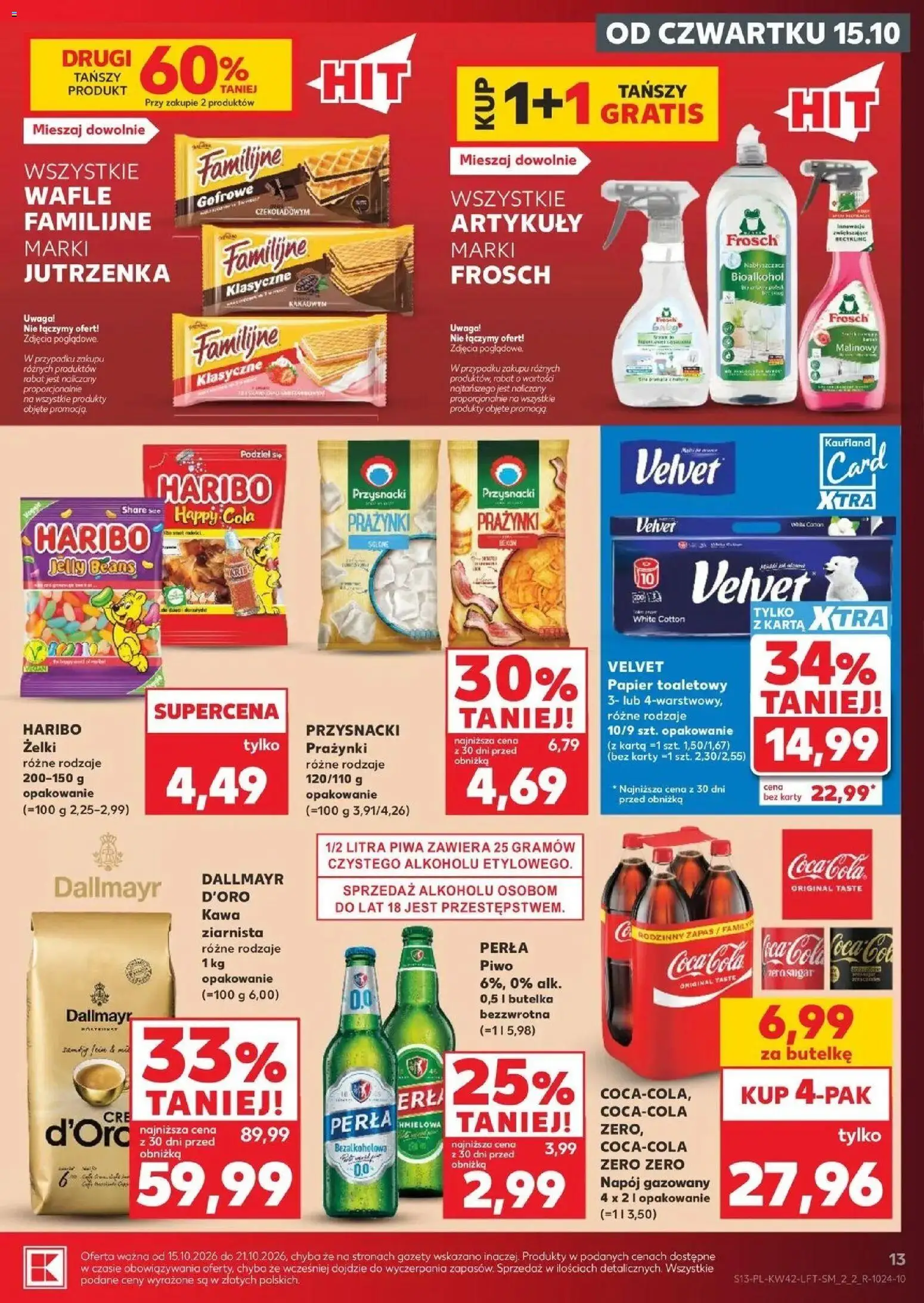 Kaufland aktualna gazetka od 15.10.2026 - od jutra PDF | Strona: 13 | Produkty: Karta, Coca cola, Piwo perła, Piwo