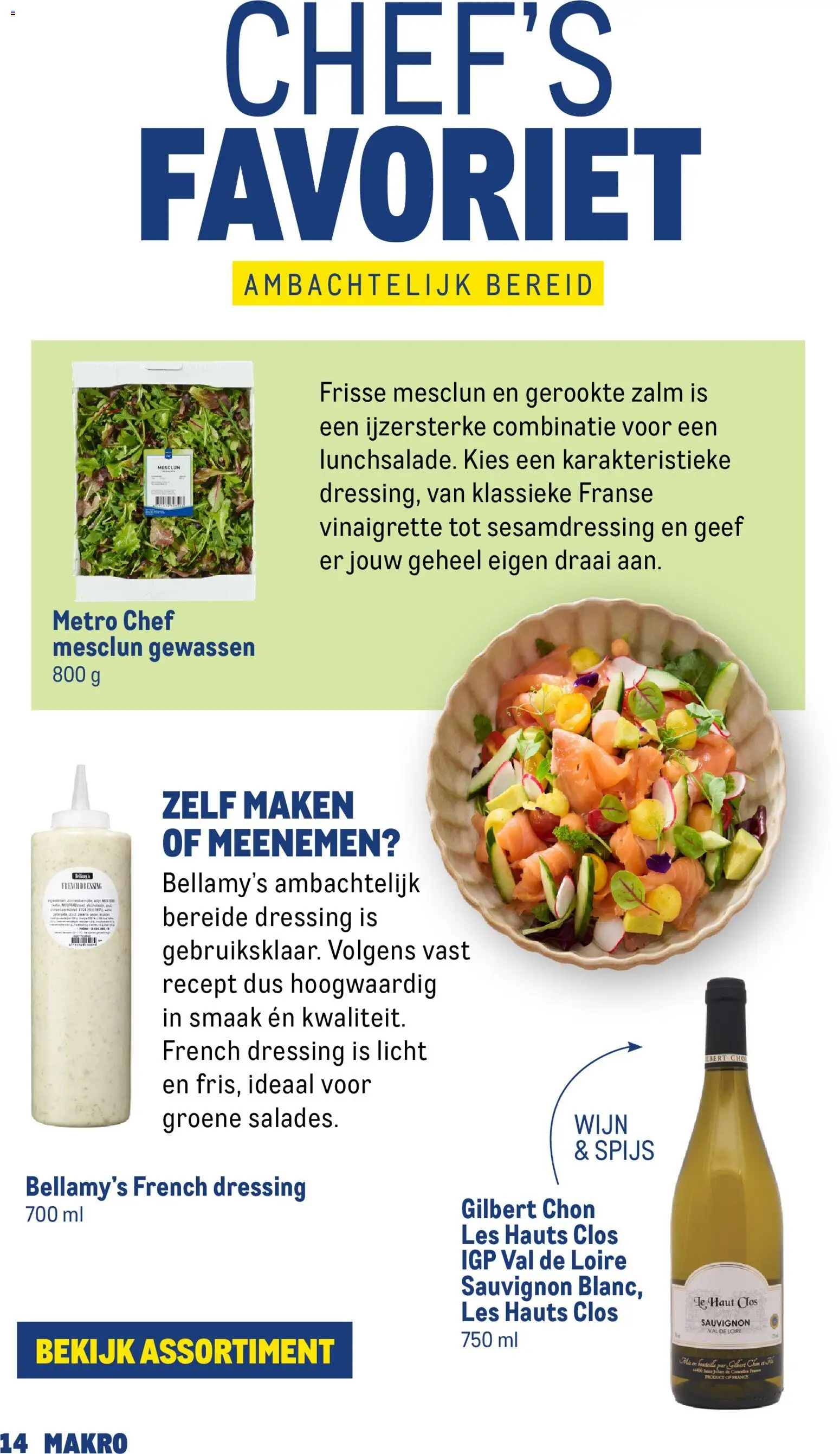 {H1} | Pagina: 14 | Producten: Wijn, Zalm, Dressing, Gerookte zalm