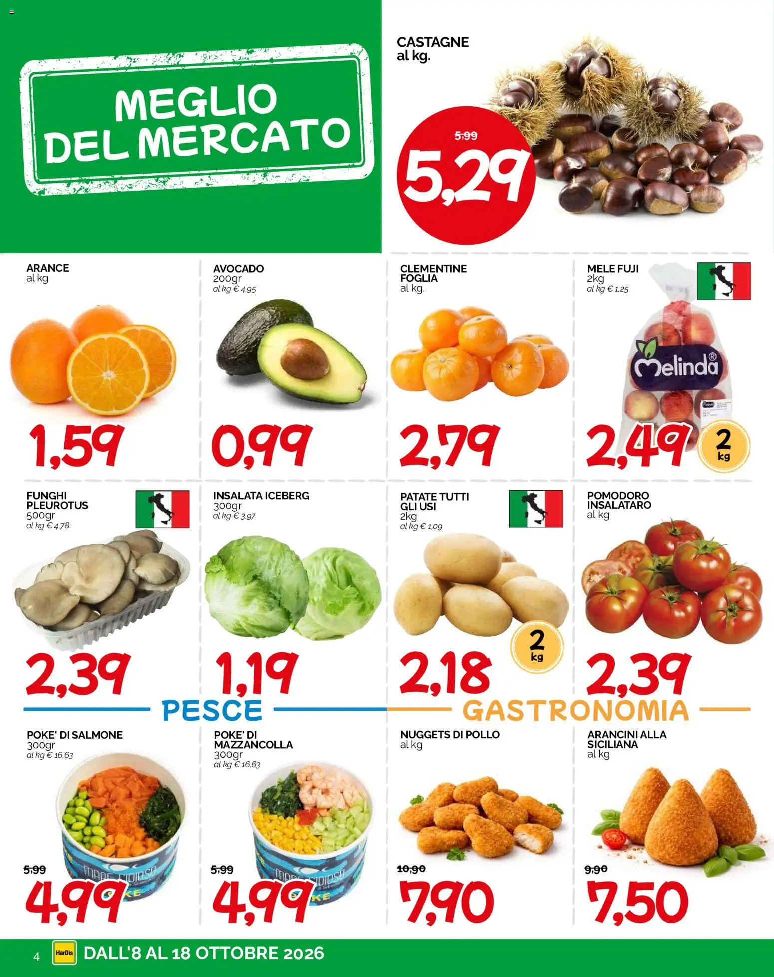 Volantino HarDis del 08/10/2026 | Pagina: 4 | Prodotti: Arance, Insalata, Avocado, Patate