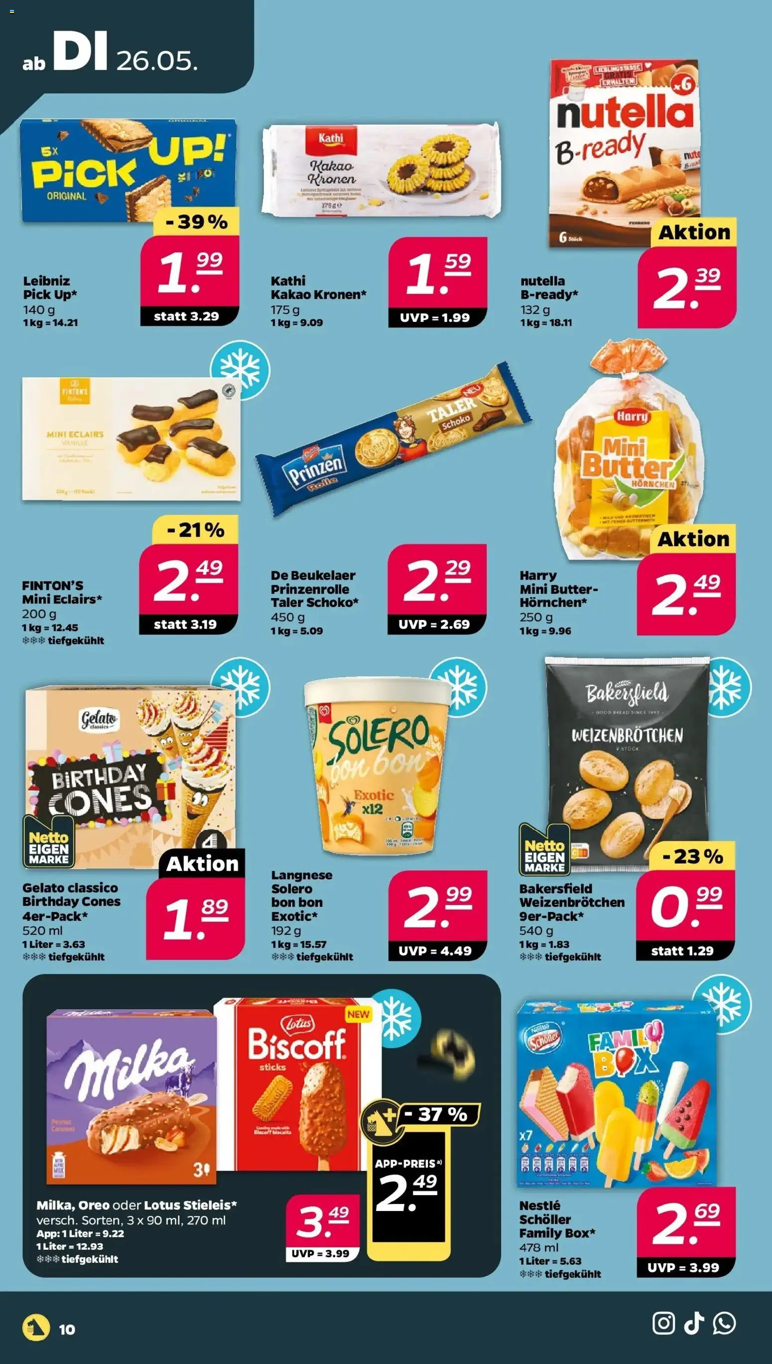 Netto Wochenangebote – gültig ab 26.05.2026 | Seite: 10 | Produkte: Langnese, Butter, Nutella