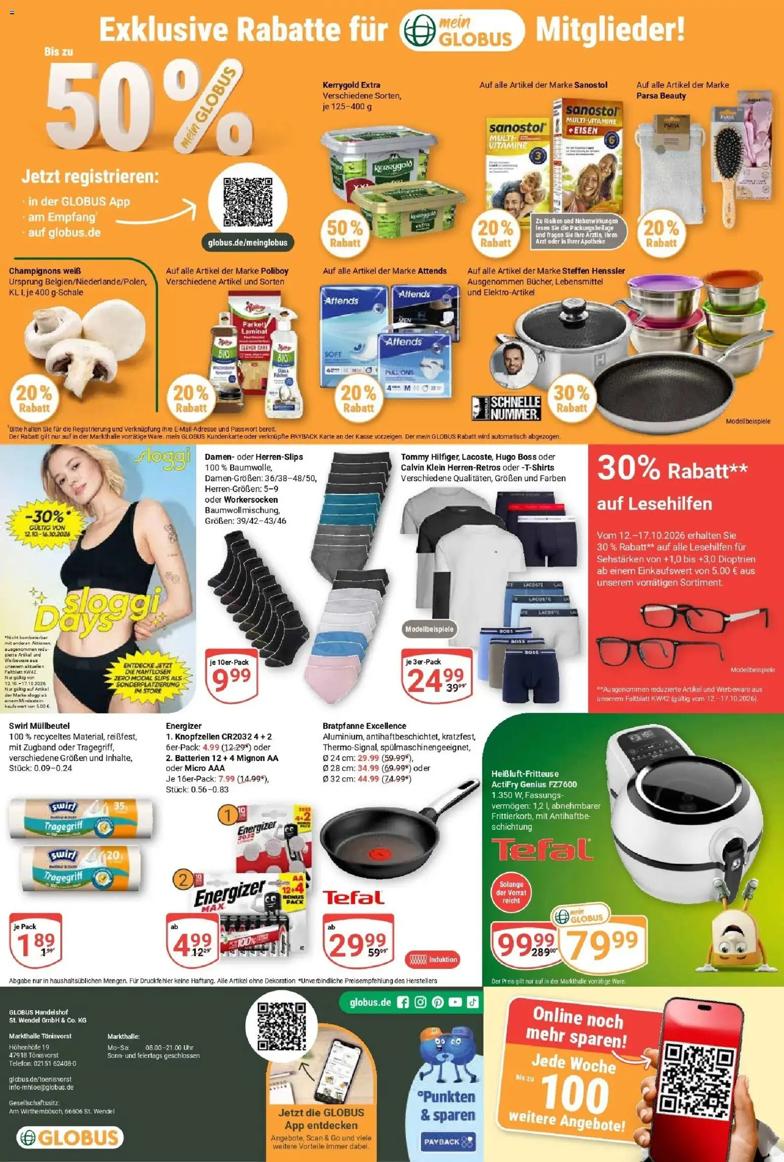 Globus Prospekt Tönisvorst (ab 12.10.2026) » Angebote online | Seite: 29 | Produkte: Champignons, Hugo, Telefon, Uhr