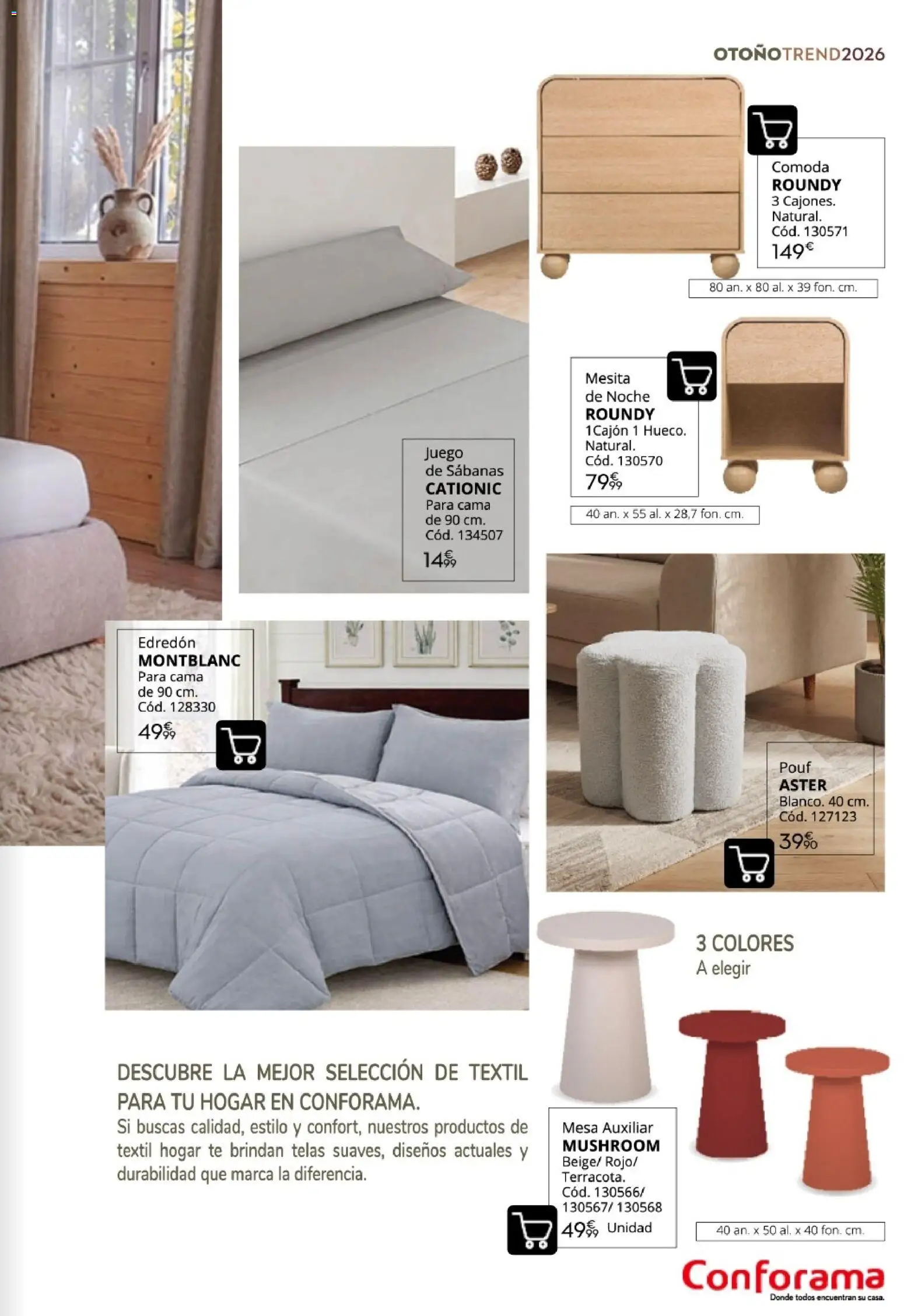 Conforama Guía de otoño 2026 │ válido desde el 30/09/2026 | Página: 21 | Productos: Edredón, Cómoda, Té, Mesa