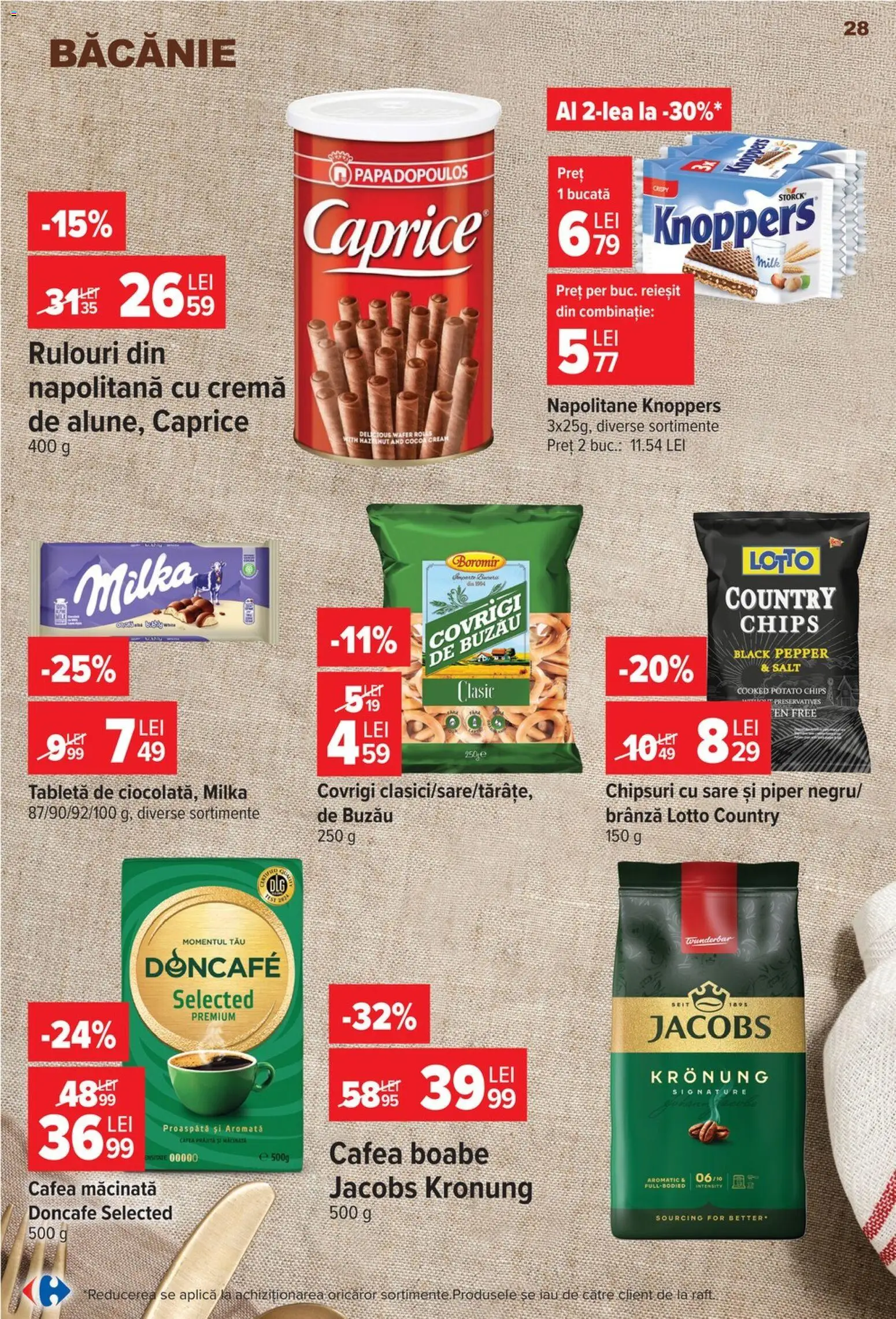 Noul catalog Carrefour – valabil de la 14.10.2026 | Pagină: 28 | Produse: Cafea macinata, Napolitane, Doncafe, Cafea