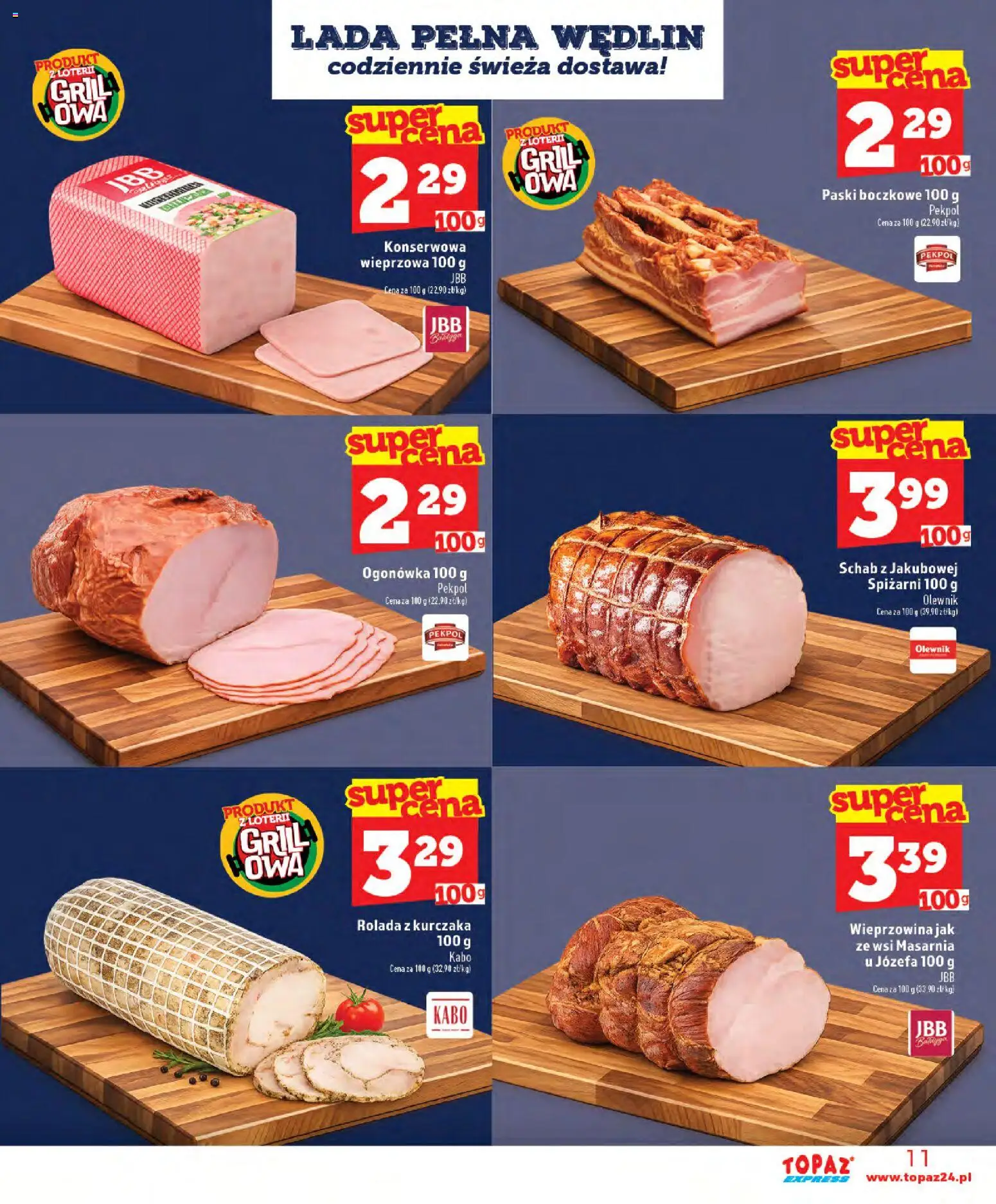 Topaz gazetka - Express od 11.06.2026 | Strona: 11 | Produkty: Schab, Rolada, Grill, Wieprzowina