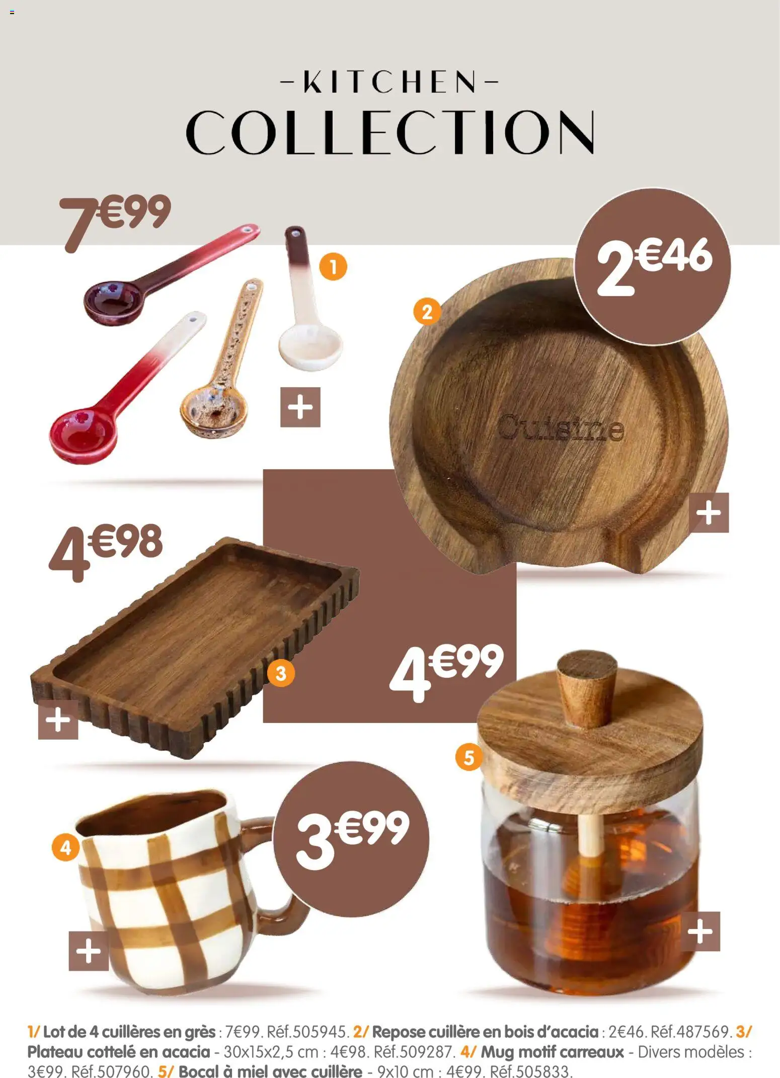 {H1} | Page: 9 | Produits: Cuillères, Plateau, Miel