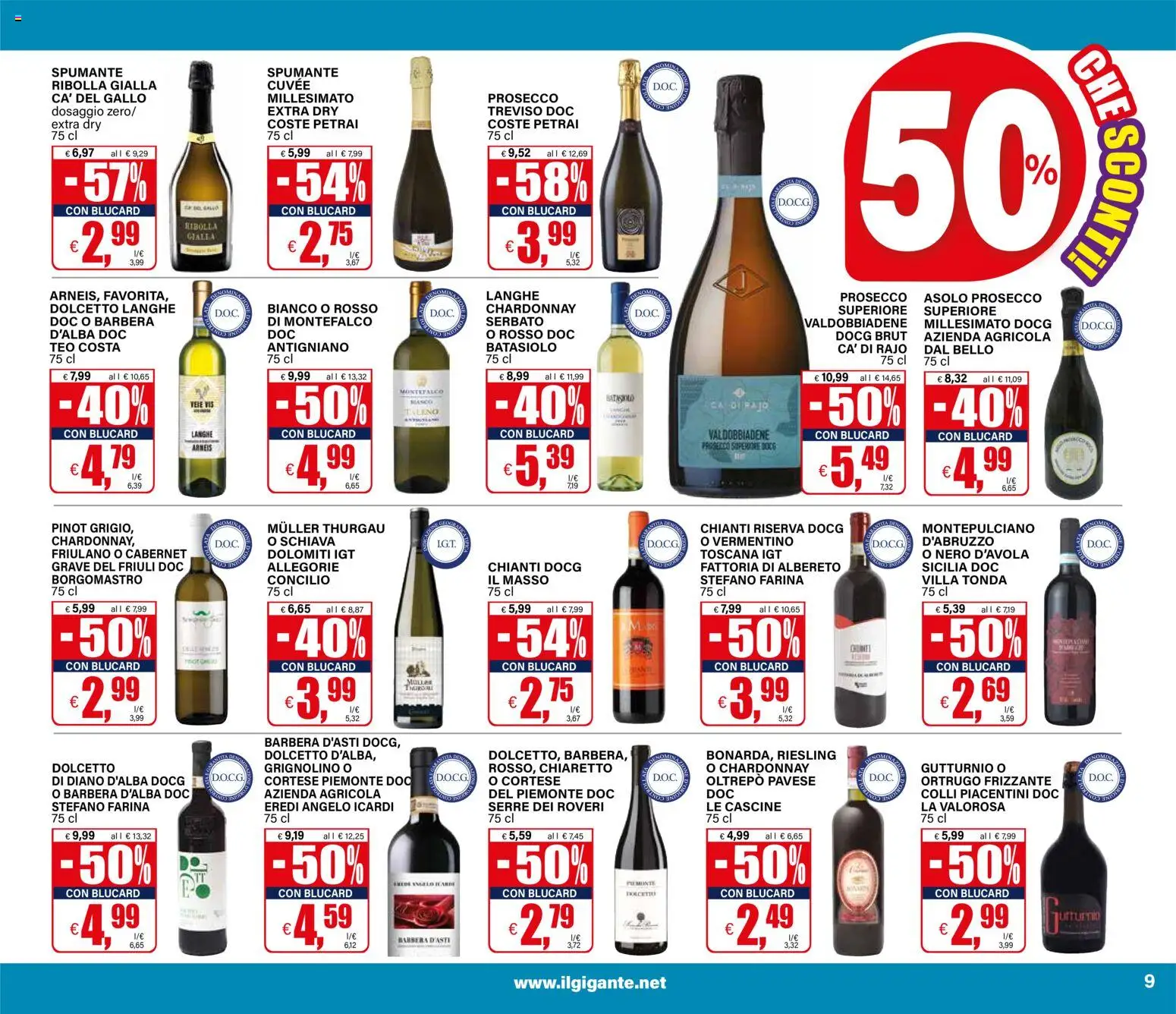 Volantino Il Gigante del 13/08/2026 | Pagina: 9 | Prodotti: Prosecco, Farina, Spumante