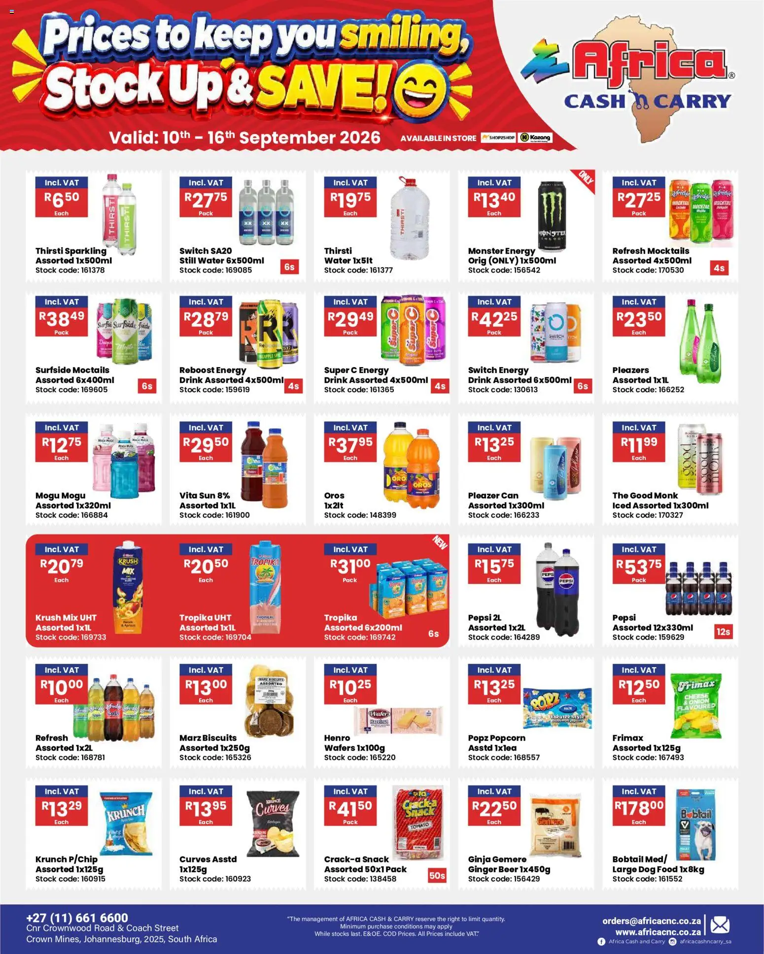 New Africa Cash & Carry catalogue – valid from 10/09/2026 | Page: 27 | Products: Beer, Popcorn, Water, Onion