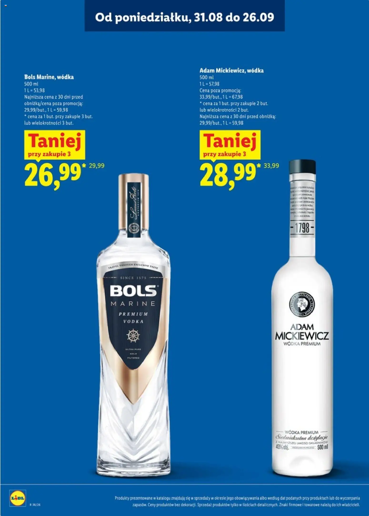 Lidl Katalog alkoholi mocnych od 31.08.2026 | Strona: 7 | Produkty: Adam mickiewicz wódka, Vodka, Wódka bols, Wódka