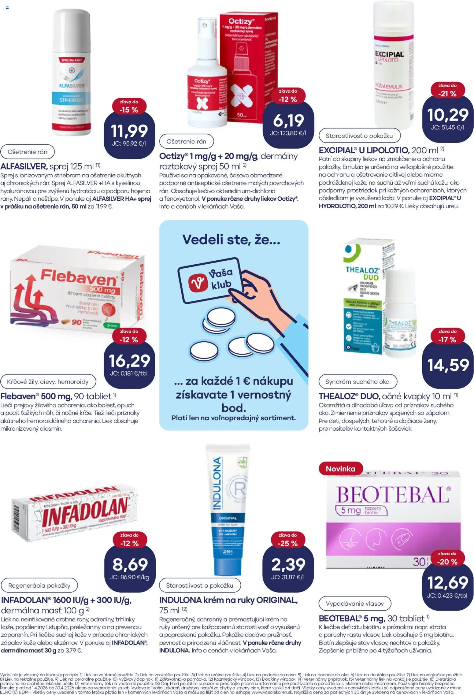 Nové Vaša lekáreň akcie – leták je platný od 01.04.2026 | Strana: 8 | Produkty: Krém na ruky, Krém, Indulona