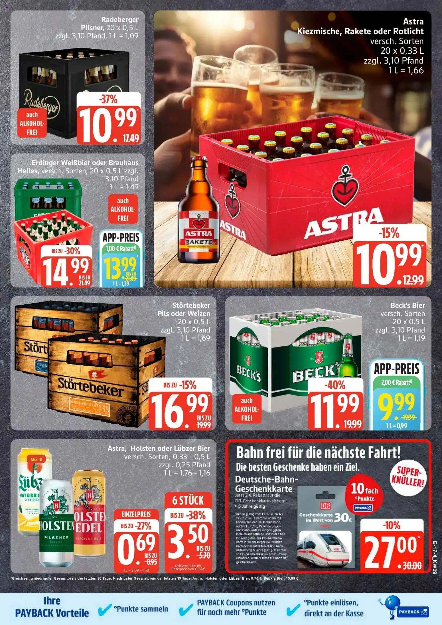E center Prospekt Stralsund – gültig ab 13.07.2026 | Seite: 21 | Produkte: Erdinger, Pils, Astra, Lubzer
