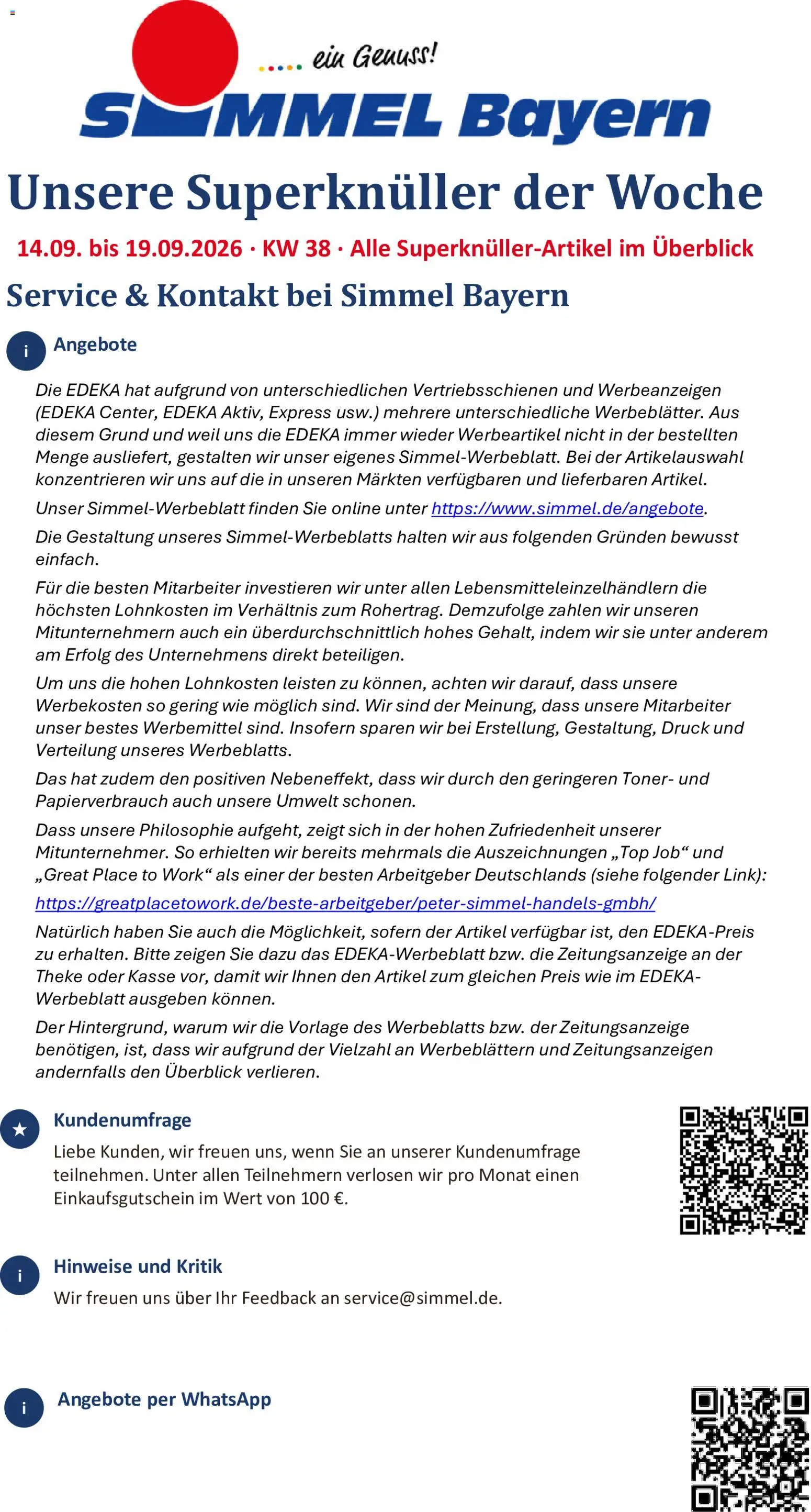 Simmel Bayern – gültig ab 14.09.2026 | Seite: 1 | Produkte: Toner, Theke