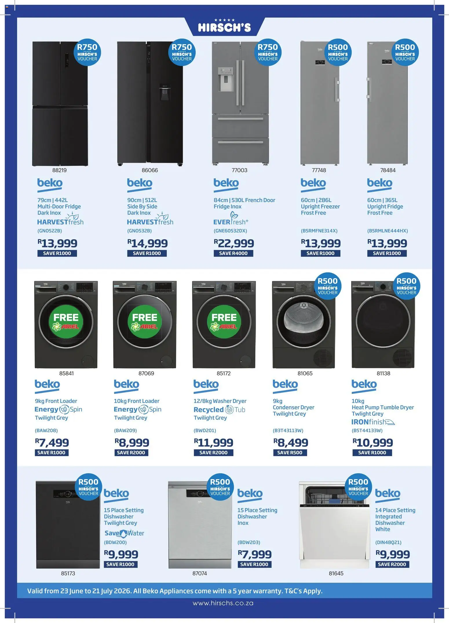New Hirsch's catalogue – valid from 23/06/2026 | Page: 31 | Products: Freezer, Dryer, Fridge, Tumble dryer