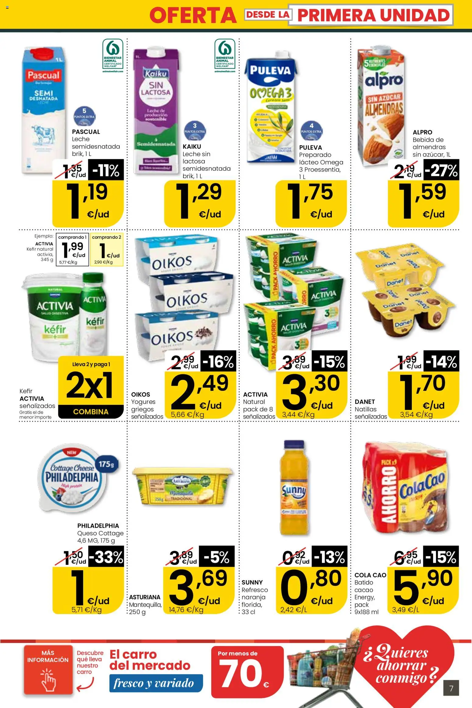 Eroski Quieres ahorrar conmigo │ válido desde el 30.04.2026 | Página: 7 | Productos: Leche, Queso, Queso cottage, Φρυγανιές σικάλεως