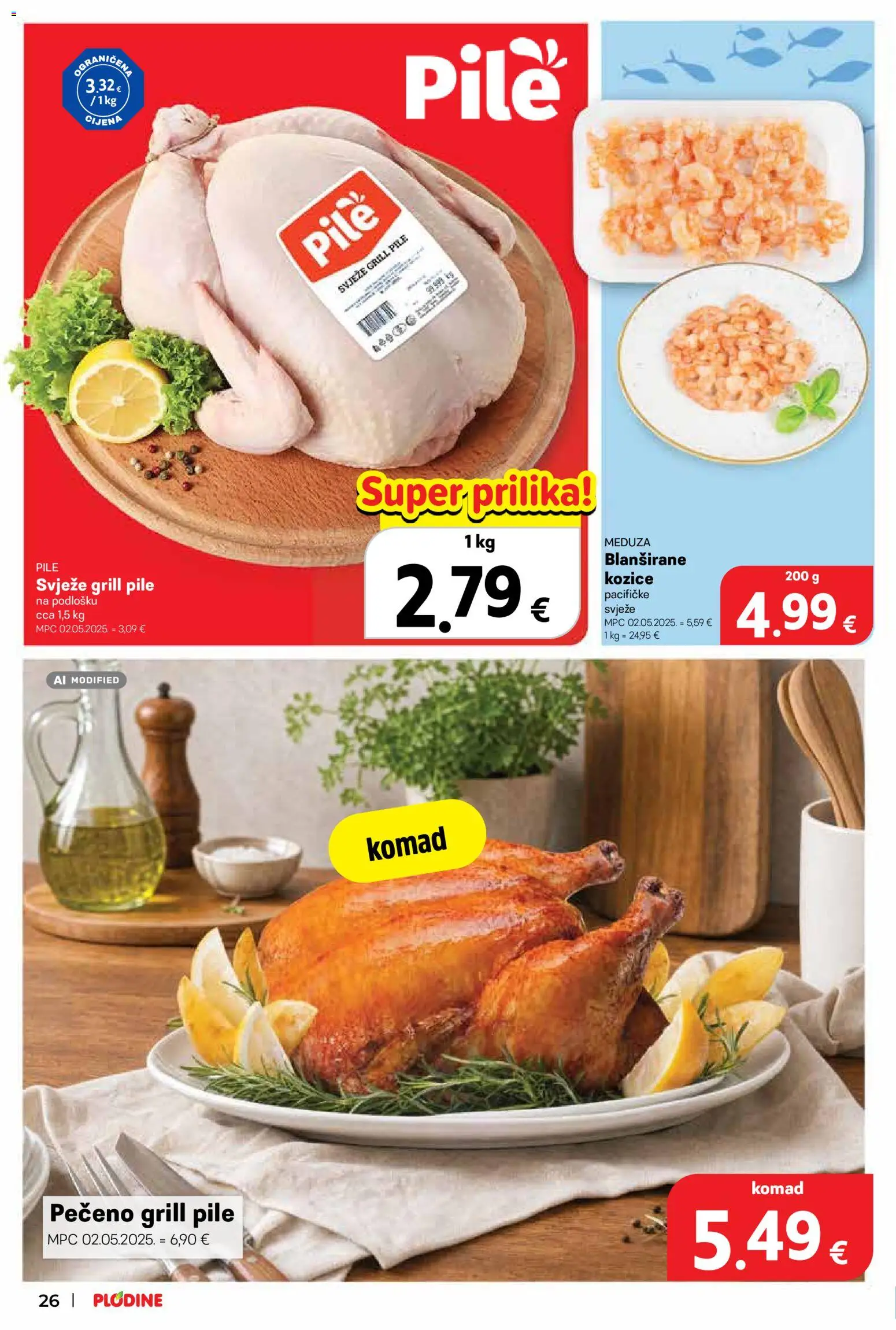 Plodine katalog | vrijedi od 12.08.2026 | Stranica: 26 | Proizvodi: Pečeno, Grill, Kozice