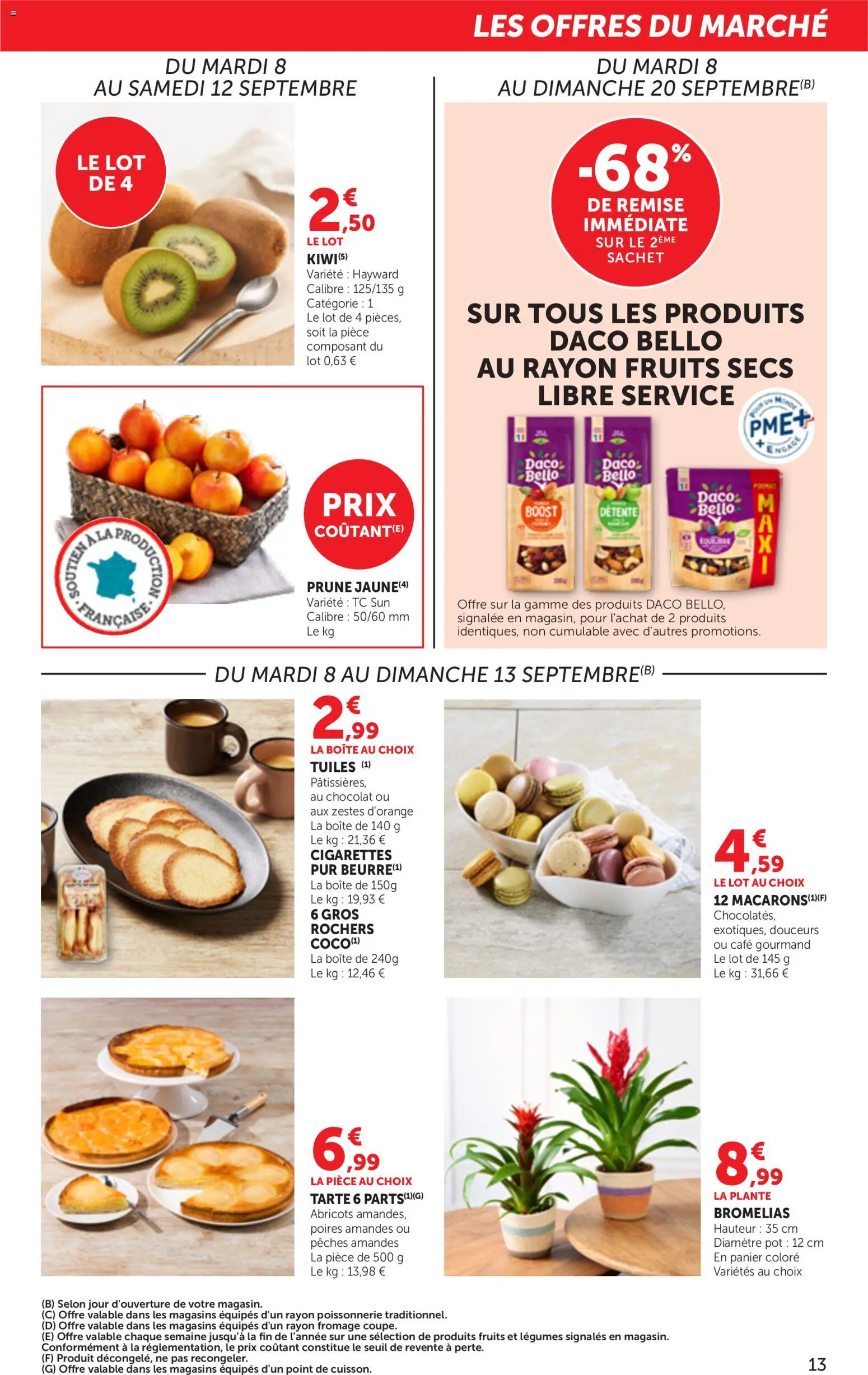 {H1} | Page: 13 | Produits: Poissonnerie, Pêches, Abricots, Amandes