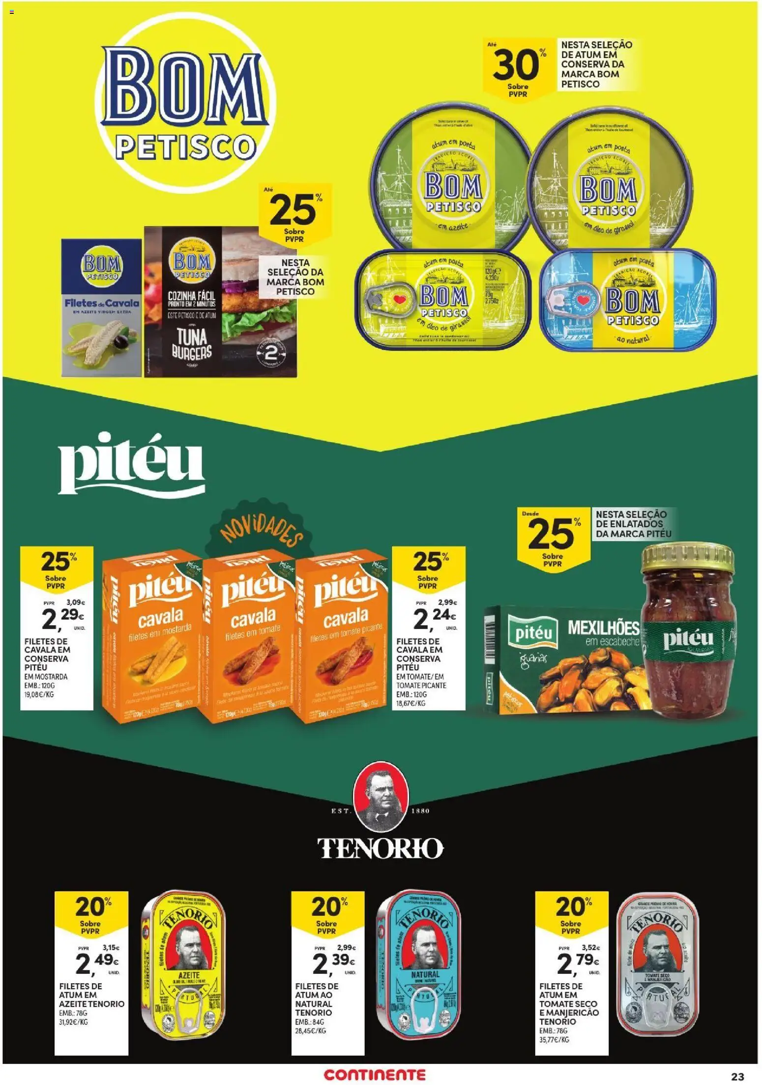 Continente folheto Açores │ válido de 29/10/2026 | Página: 23 | Produtos: Atum, Cavala, Mexilhões, Filete
